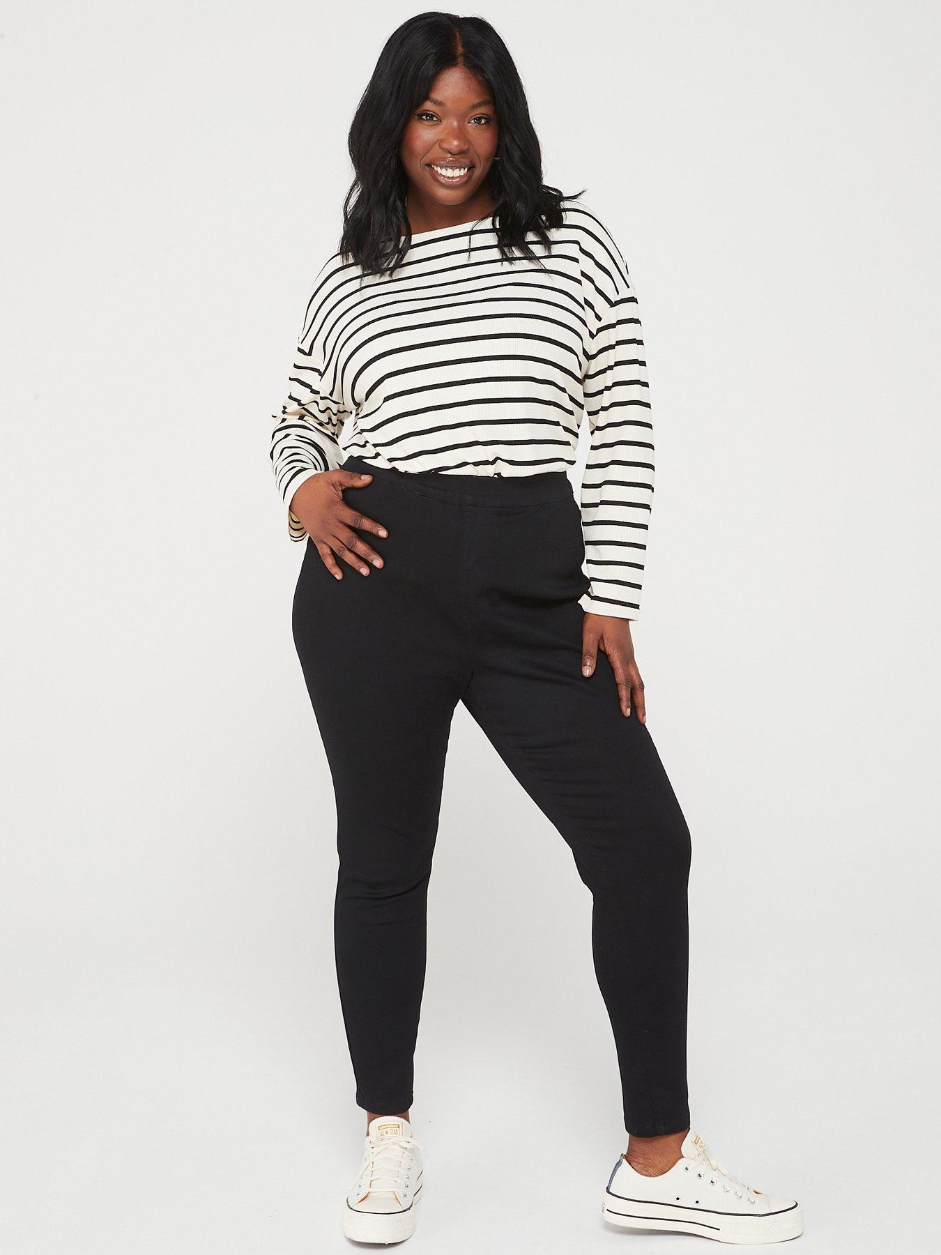  image of v-by-very-curve-high-waist-stretch-denim-jegging-black