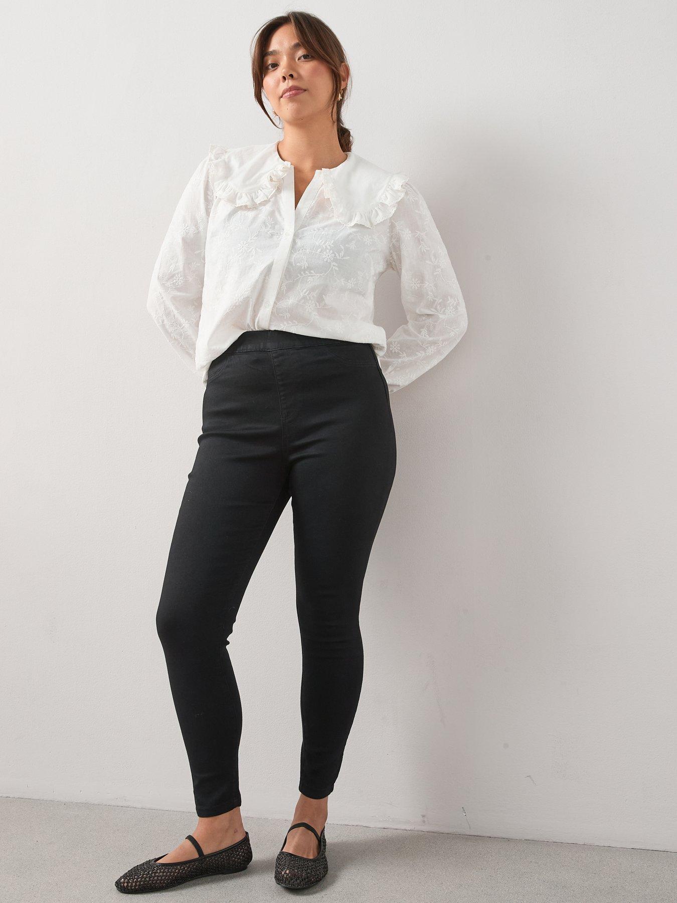 Image 6 of 6 of V by Very Curve High Waist Stretch Denim Jegging - Black