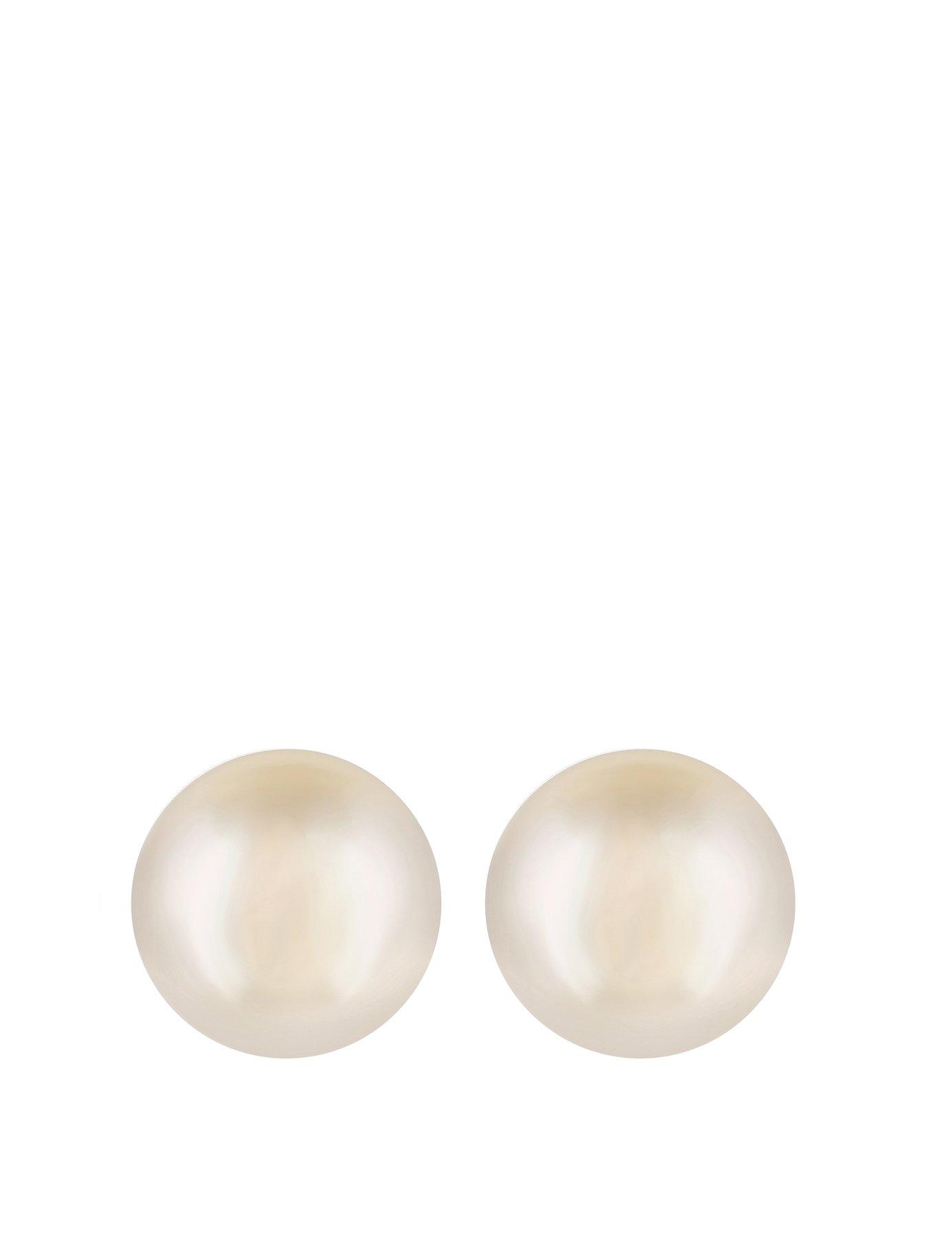  image of jon-richard-silver-plated-14mm-cream-pearl-bouton-stud-earrings