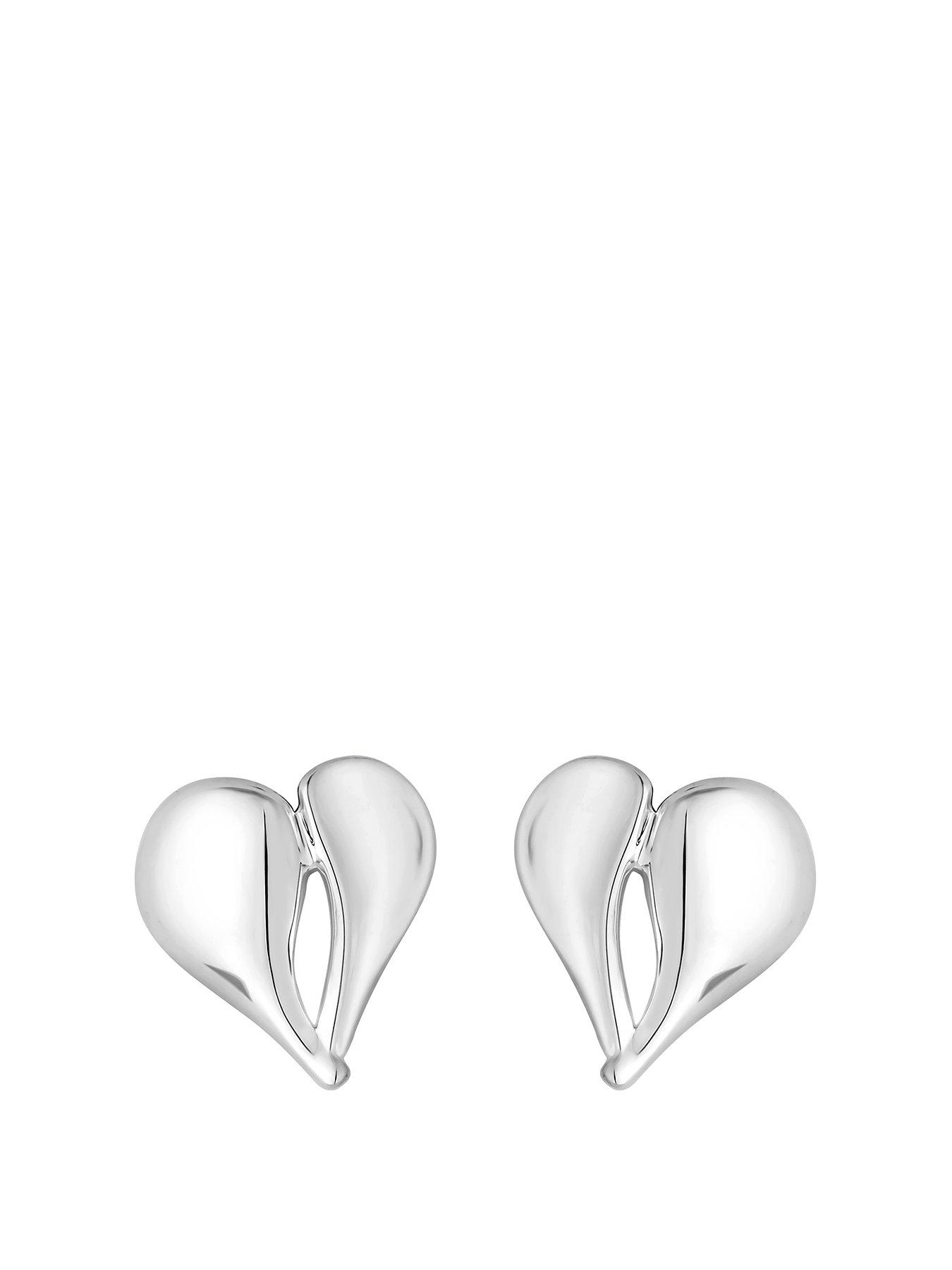 Simply Silver Sterling Silver 925 Polished Heart Stud Earrings