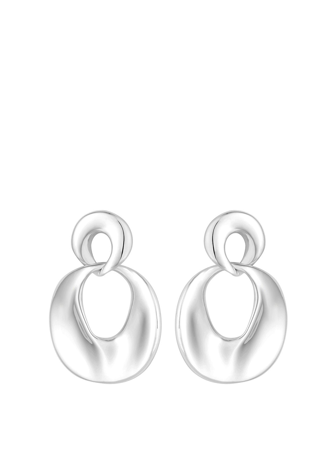 undefined Sterling Silver Plated Molten Earrings - Gift Pouch