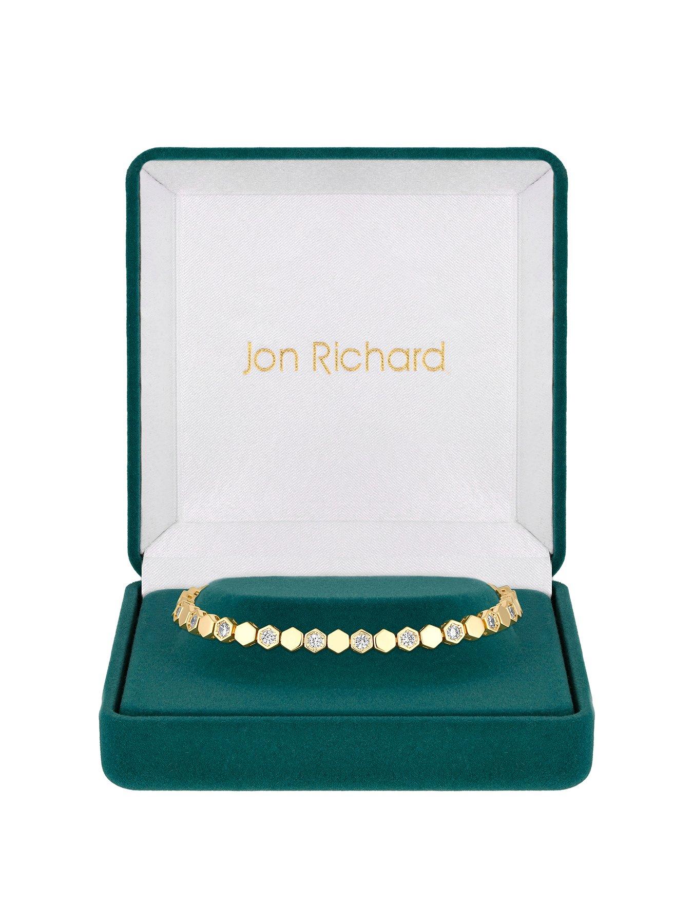 Jon Richard Cubic Zirconia and Emerald Green Stone Boxed Bracelet