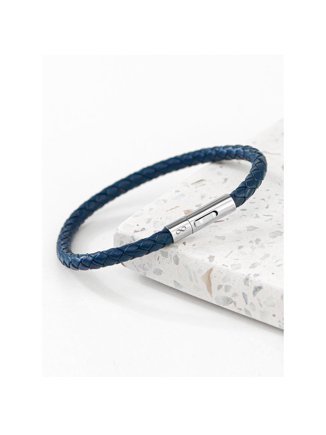 Treat Republic Personalised Men's Infinity Capsule Leather Bracelet - Teal