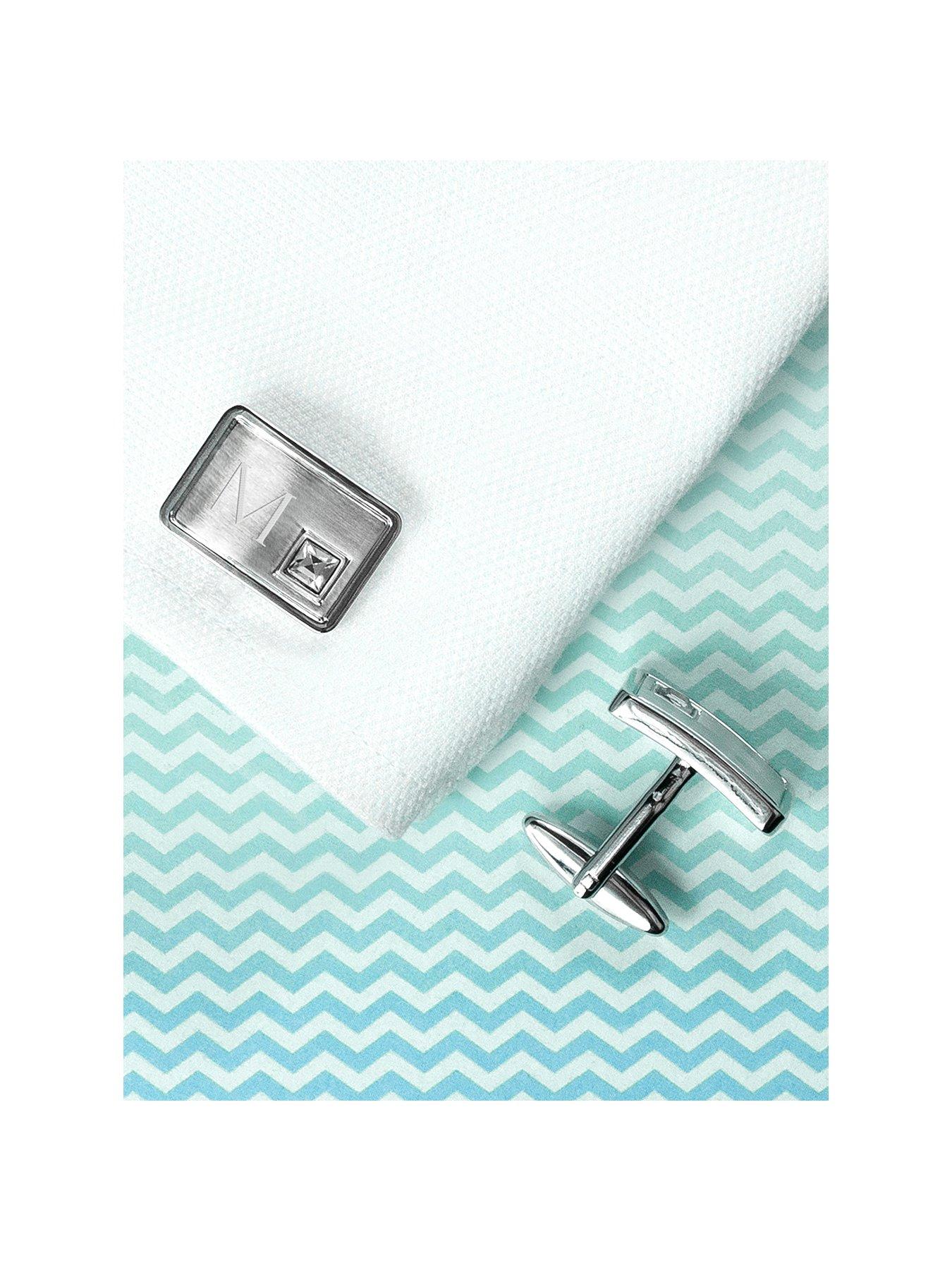 Treat Republic Personalised Brushed Silver Cufflinks with Crystal