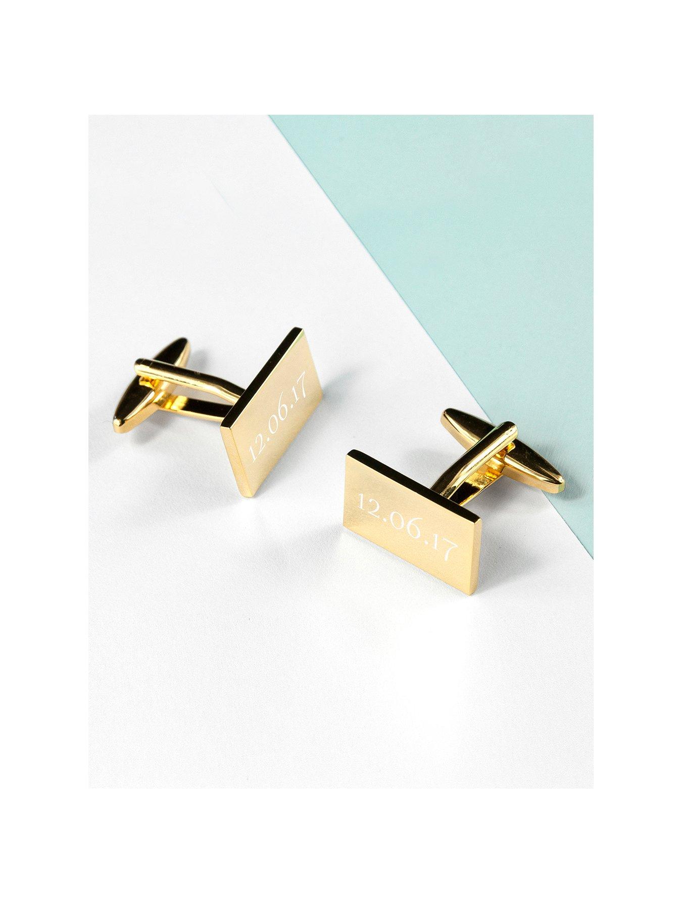 undefined Personalised Rectangle Gold Plated Cufflinks
