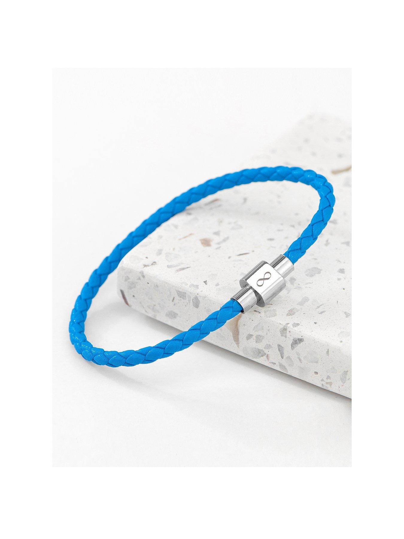 Treat Republic Personalised Men's Infinity Woven Leather Bracelet - Blue