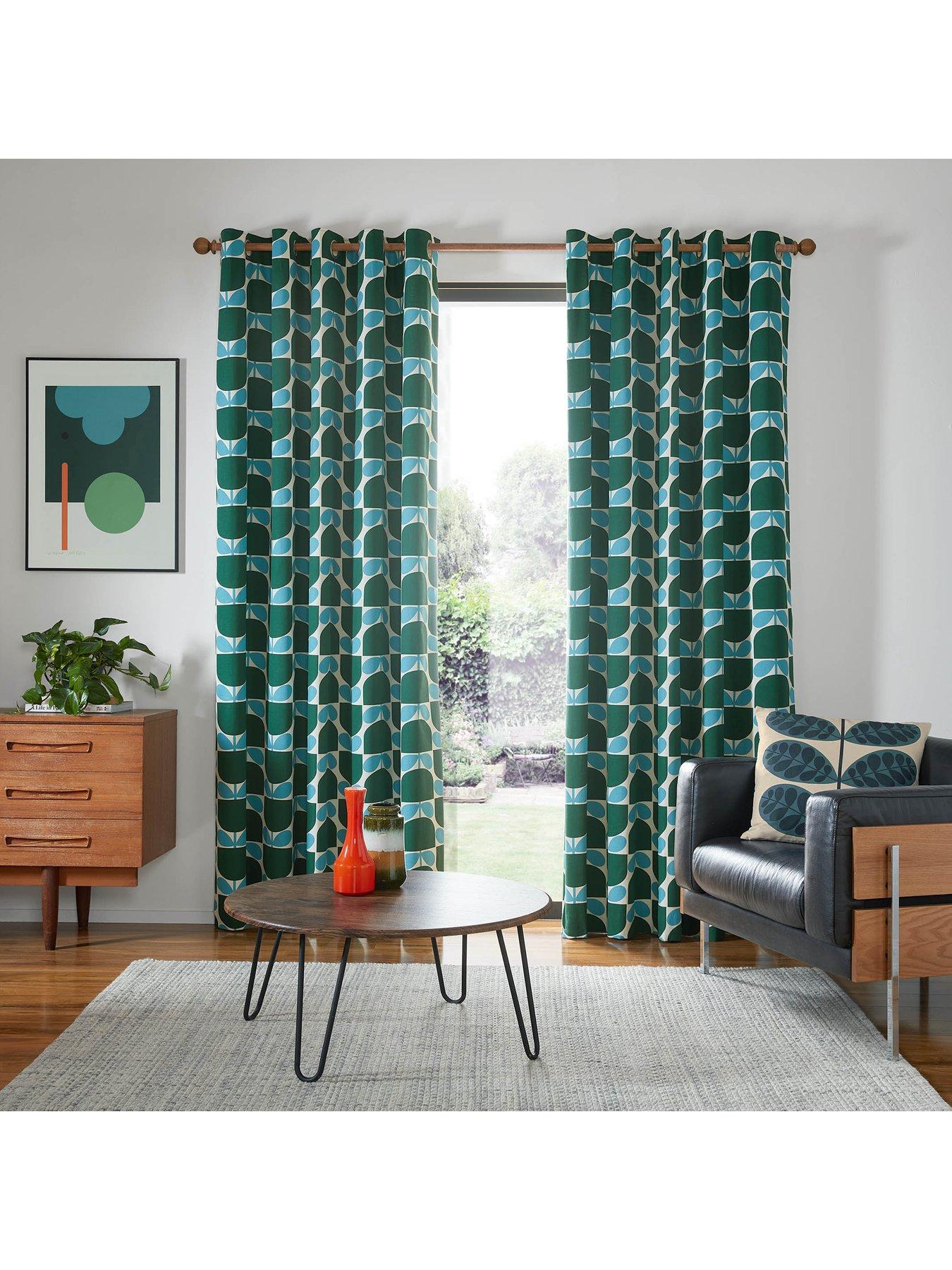 undefined Block Stem Lined Eyelet Curtains