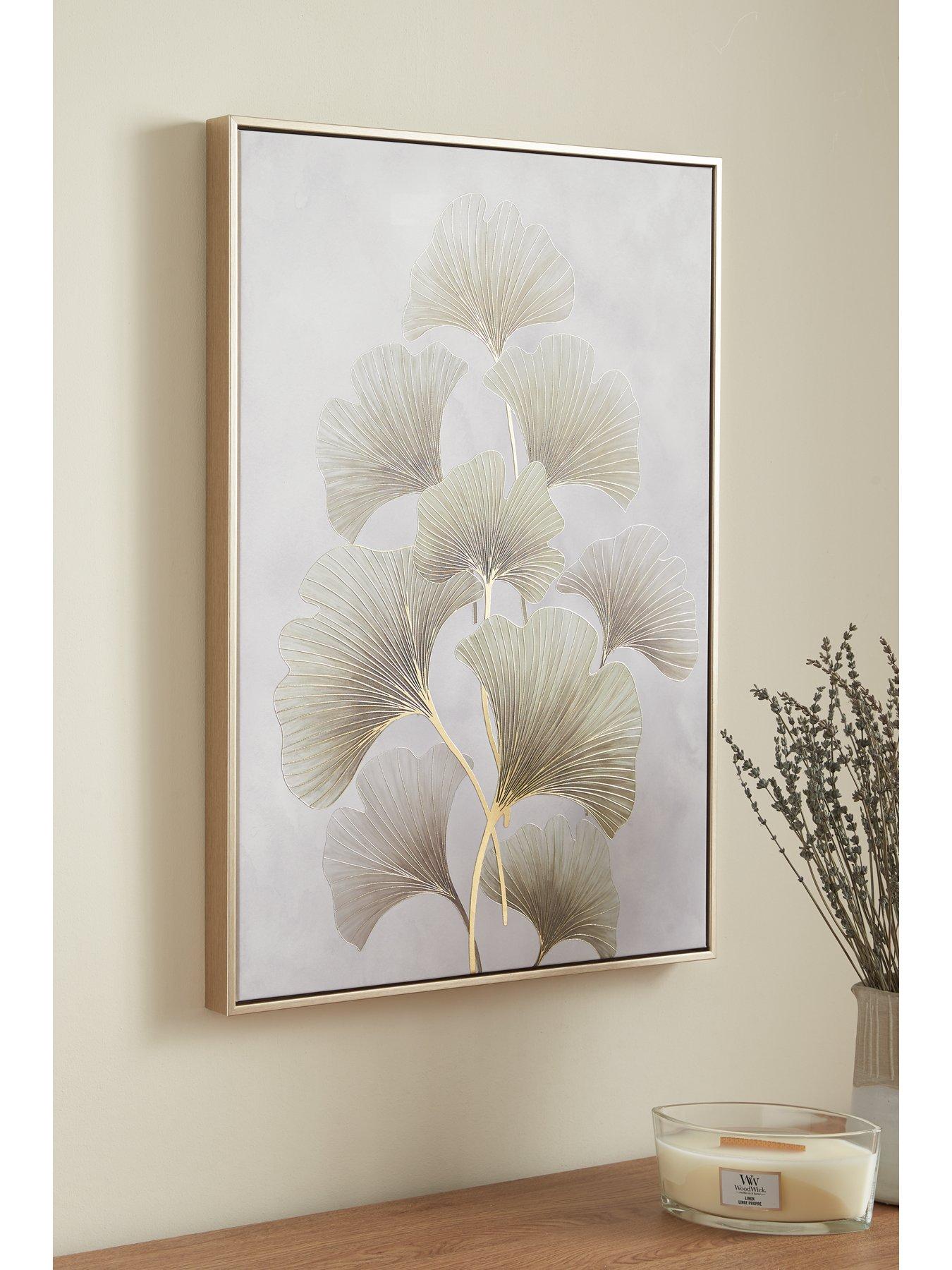 Very Home Capped Canvas with Gold Foil Green Gingko Leaf 50x70cm