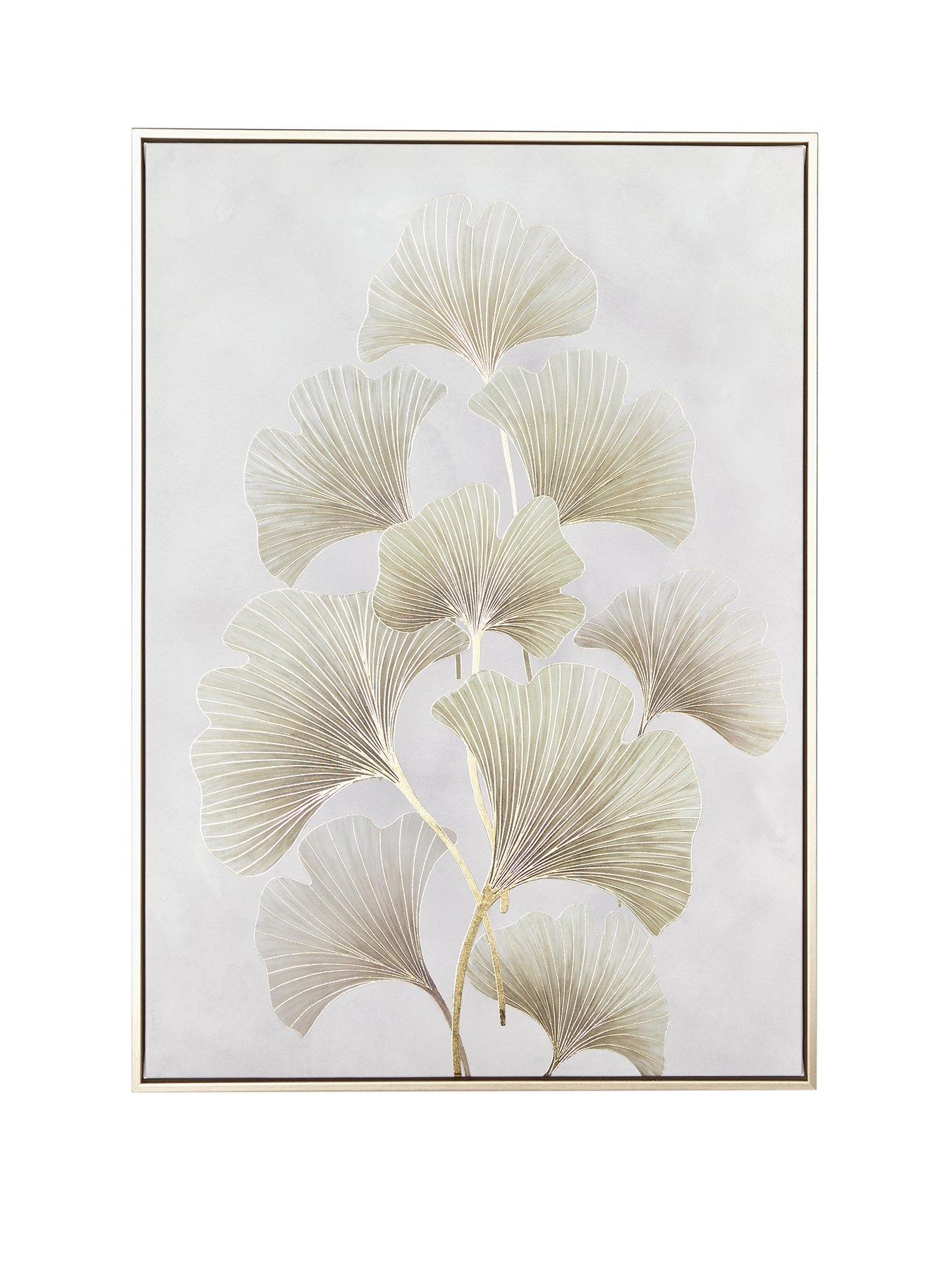  image of very-home-capped-canvas-with-gold-foil-green-gingko-leaf-50x70cm