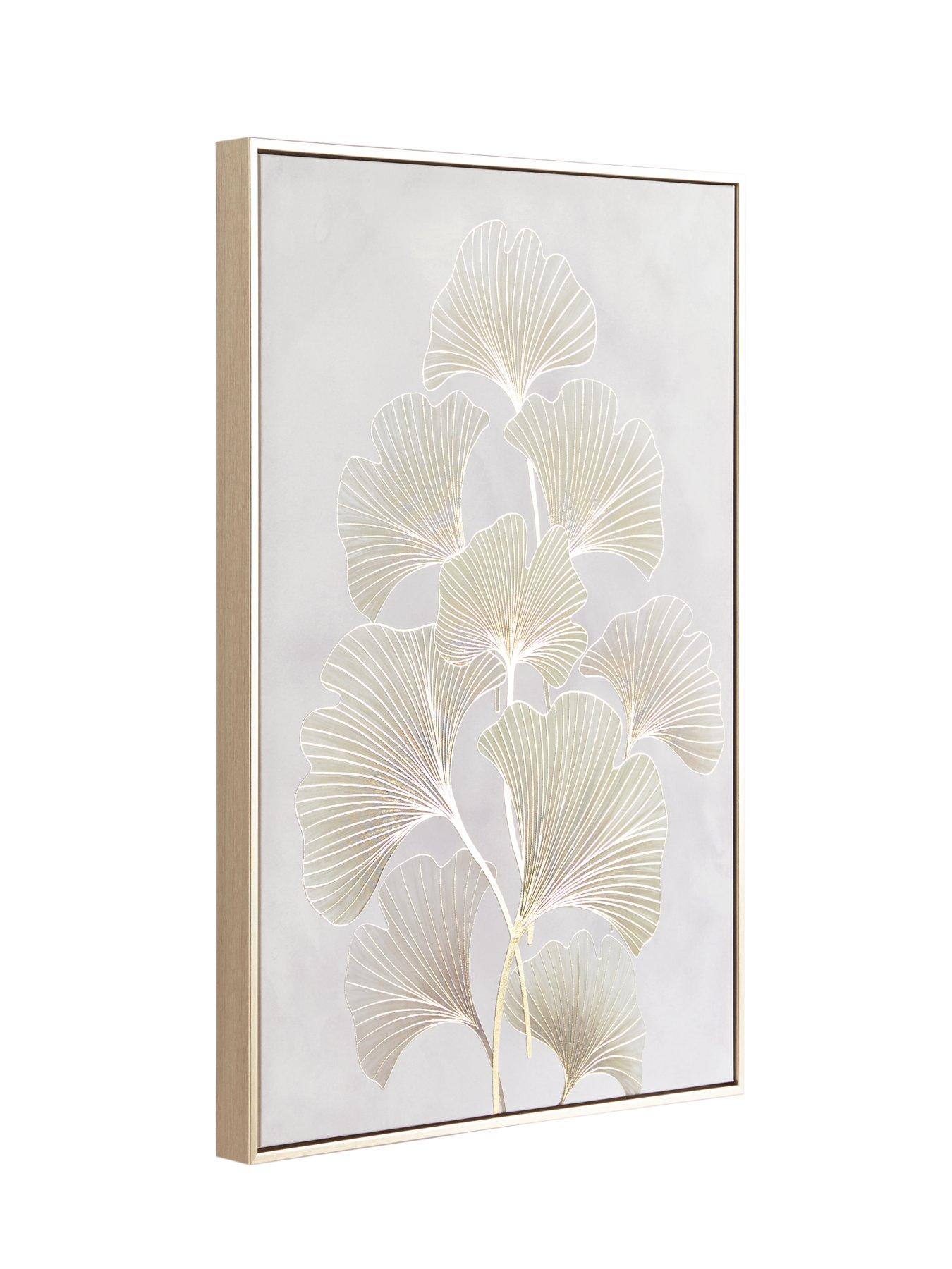 image of very-home-capped-canvas-with-gold-foil-green-gingko-leaf-50x70cm