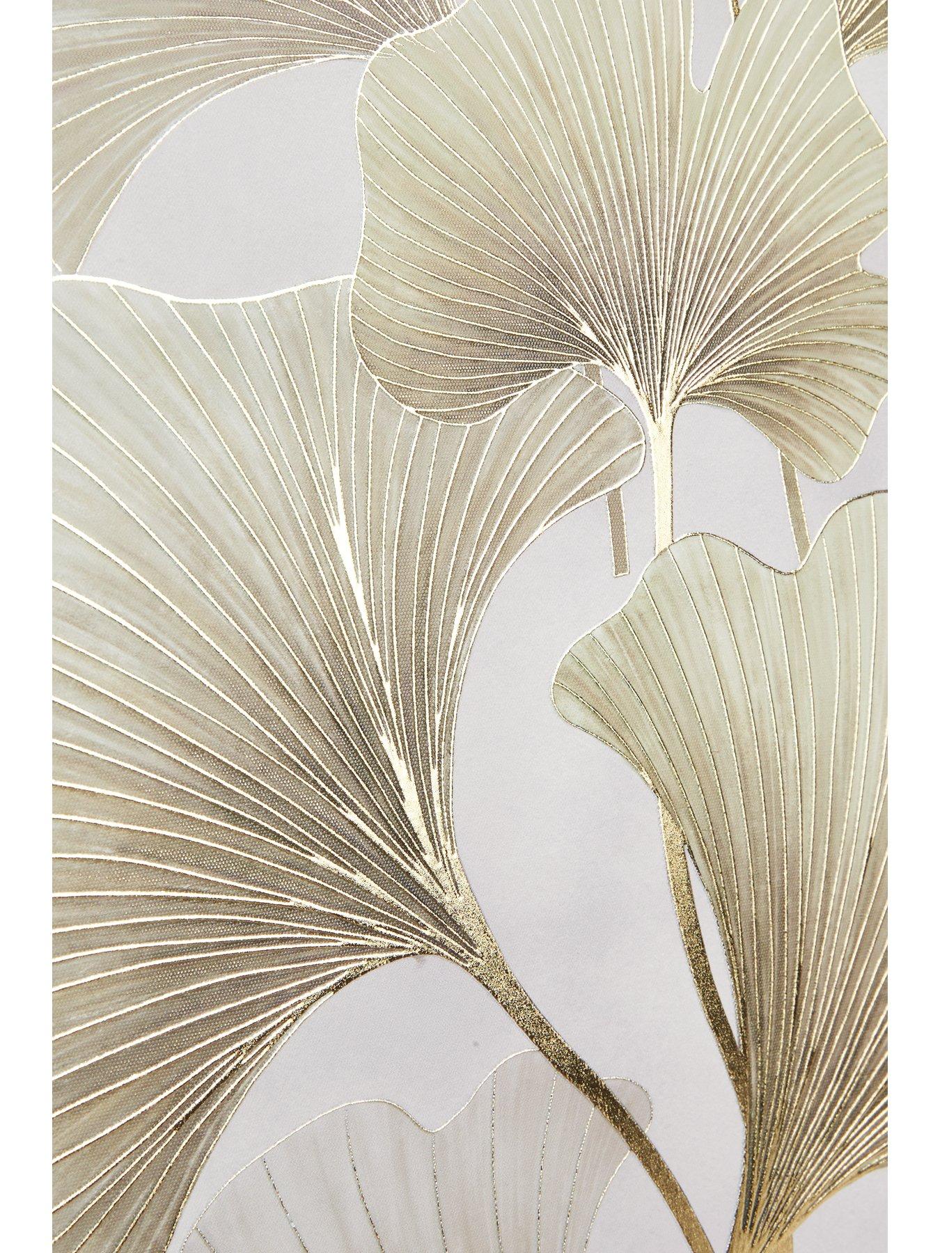  image of very-home-capped-canvas-with-gold-foil-green-gingko-leaf-50x70cm