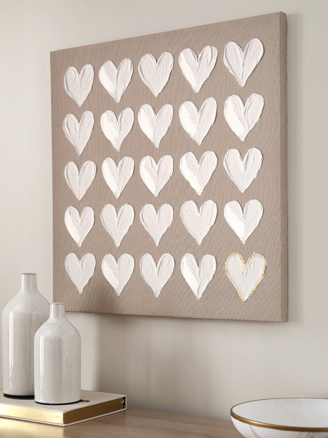 Image 1 of 5 of Very Home Printed Canvas White Hearts 60x60cm