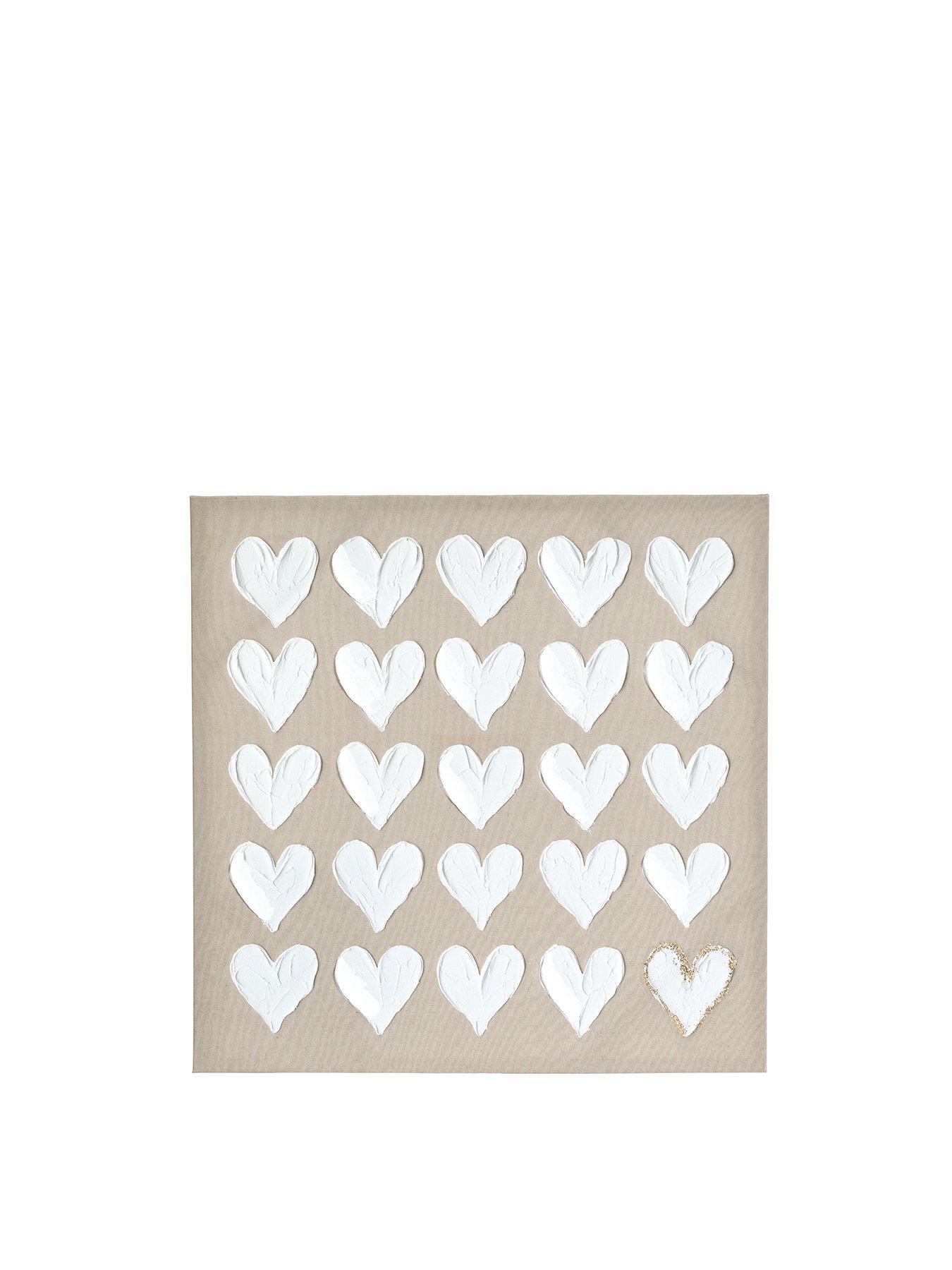 Image 2 of 5 of Very Home Printed Canvas White Hearts 60x60cm