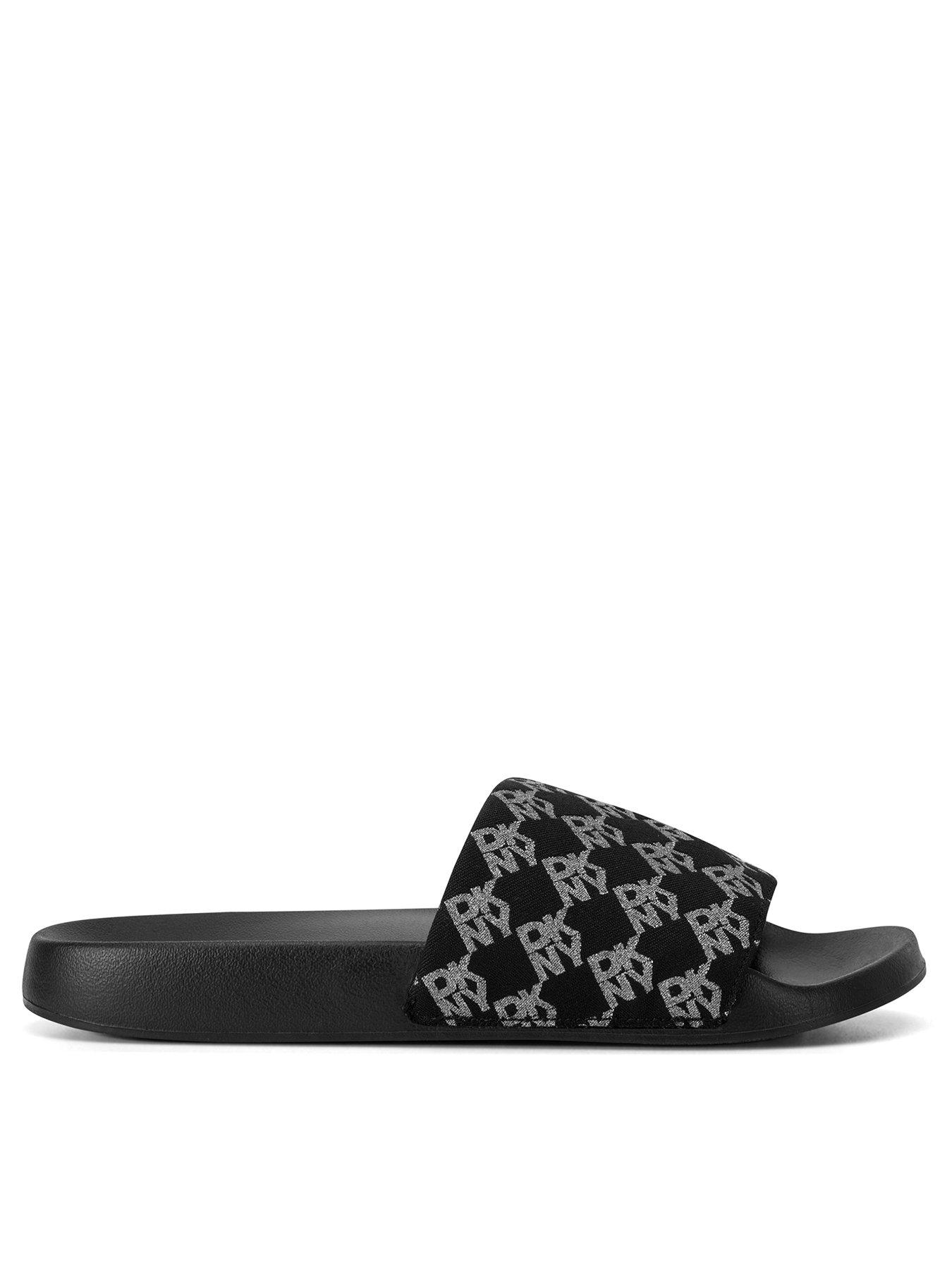 dkny-zella-flat-slide-blackwhite