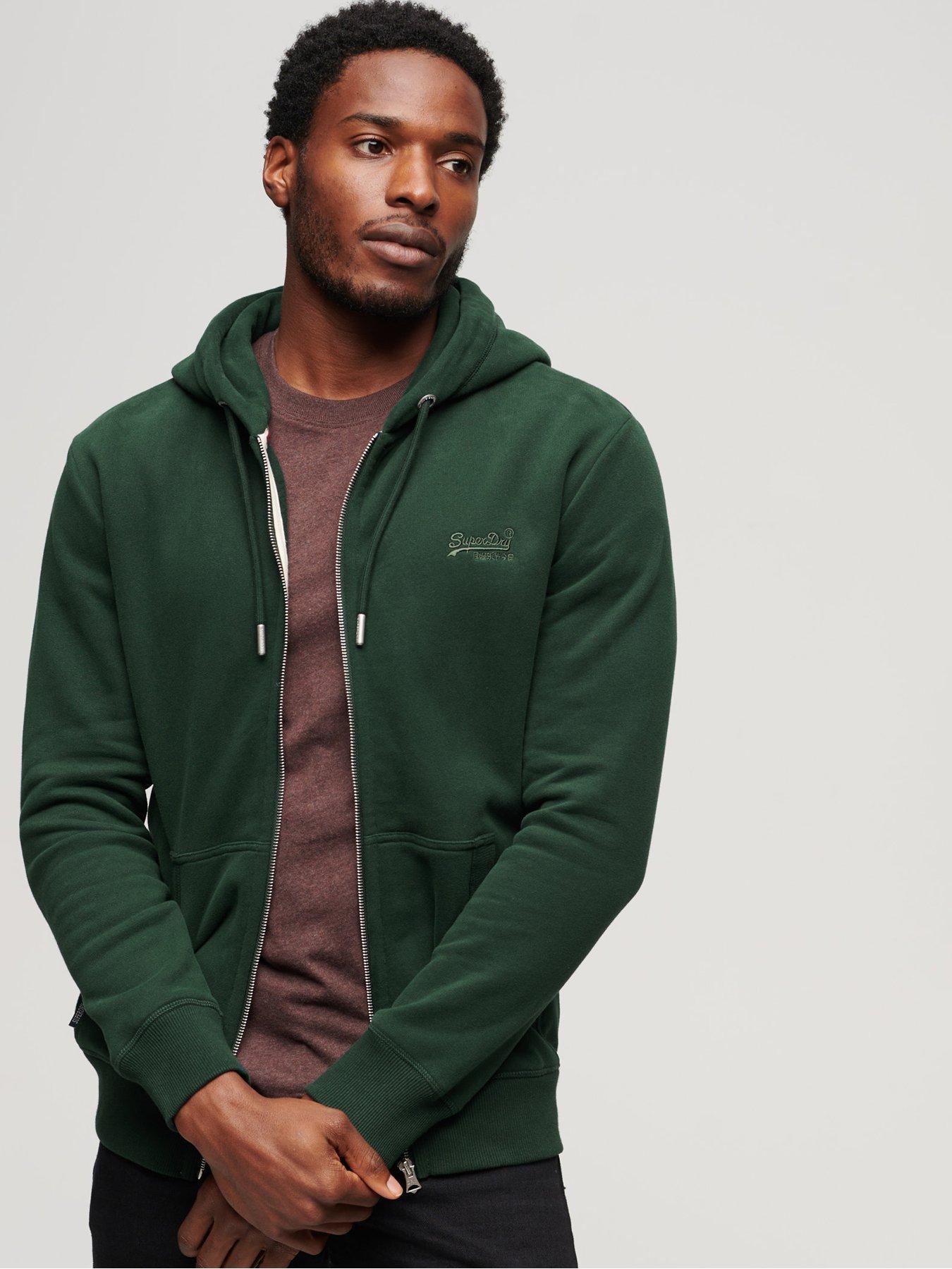 Superdry Essential Logo Zip Hoodie Dark Green littlewoods