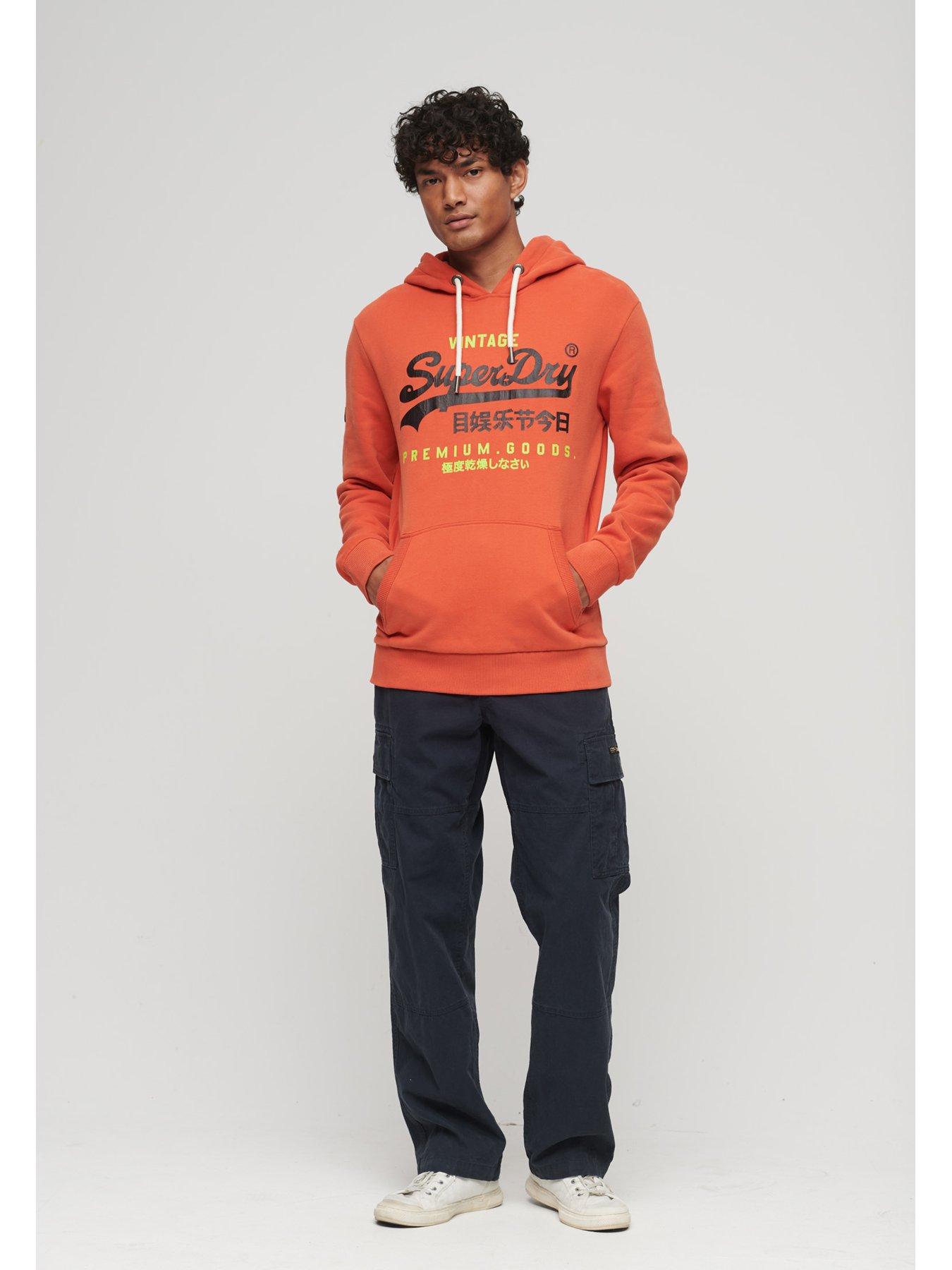 Superdry Classic Vintage Logo Heritage Hoodie Orange littlewoods