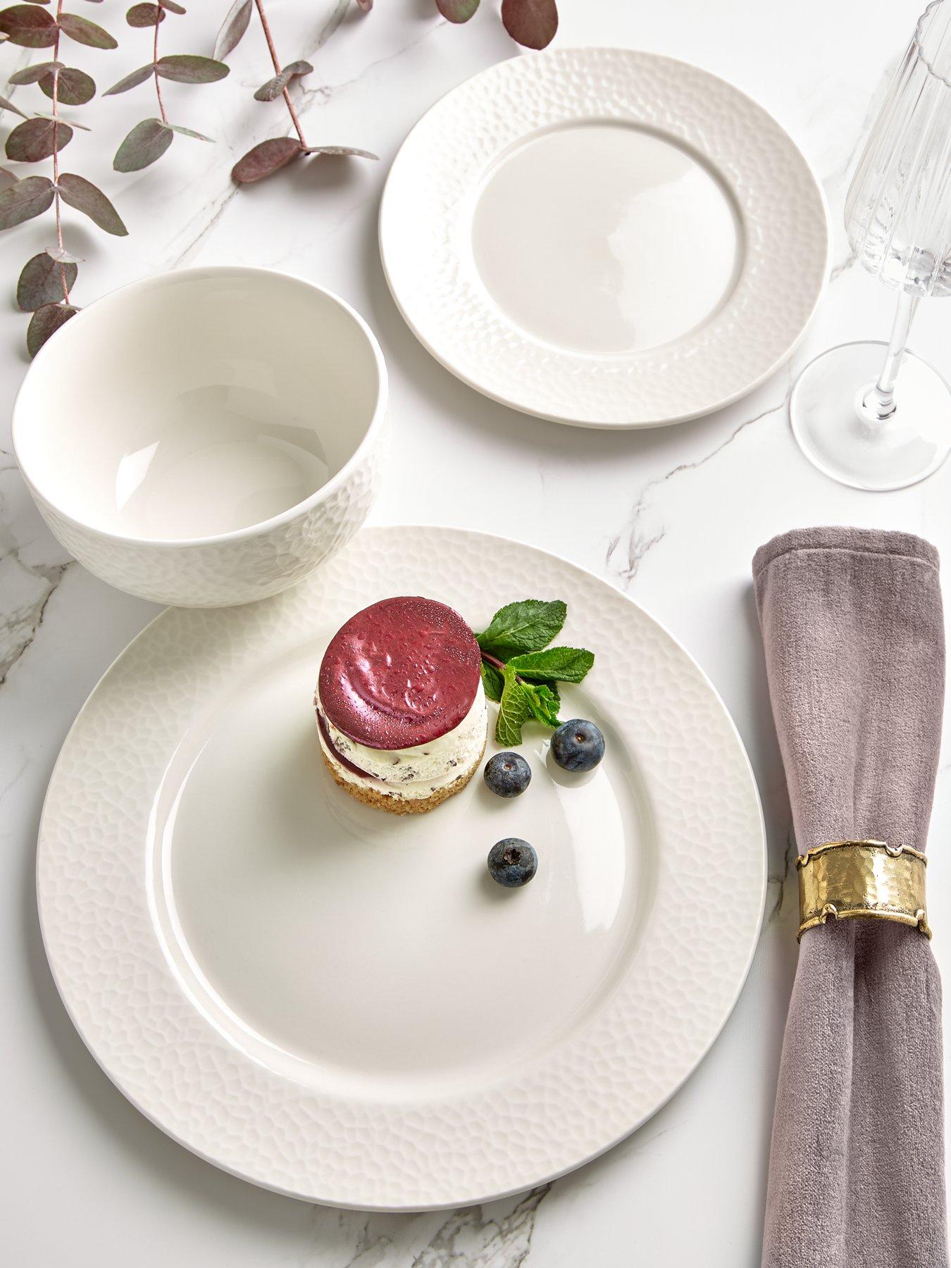 The Very Collection Arles Hammered 12-Piece Dinner Set in Cream