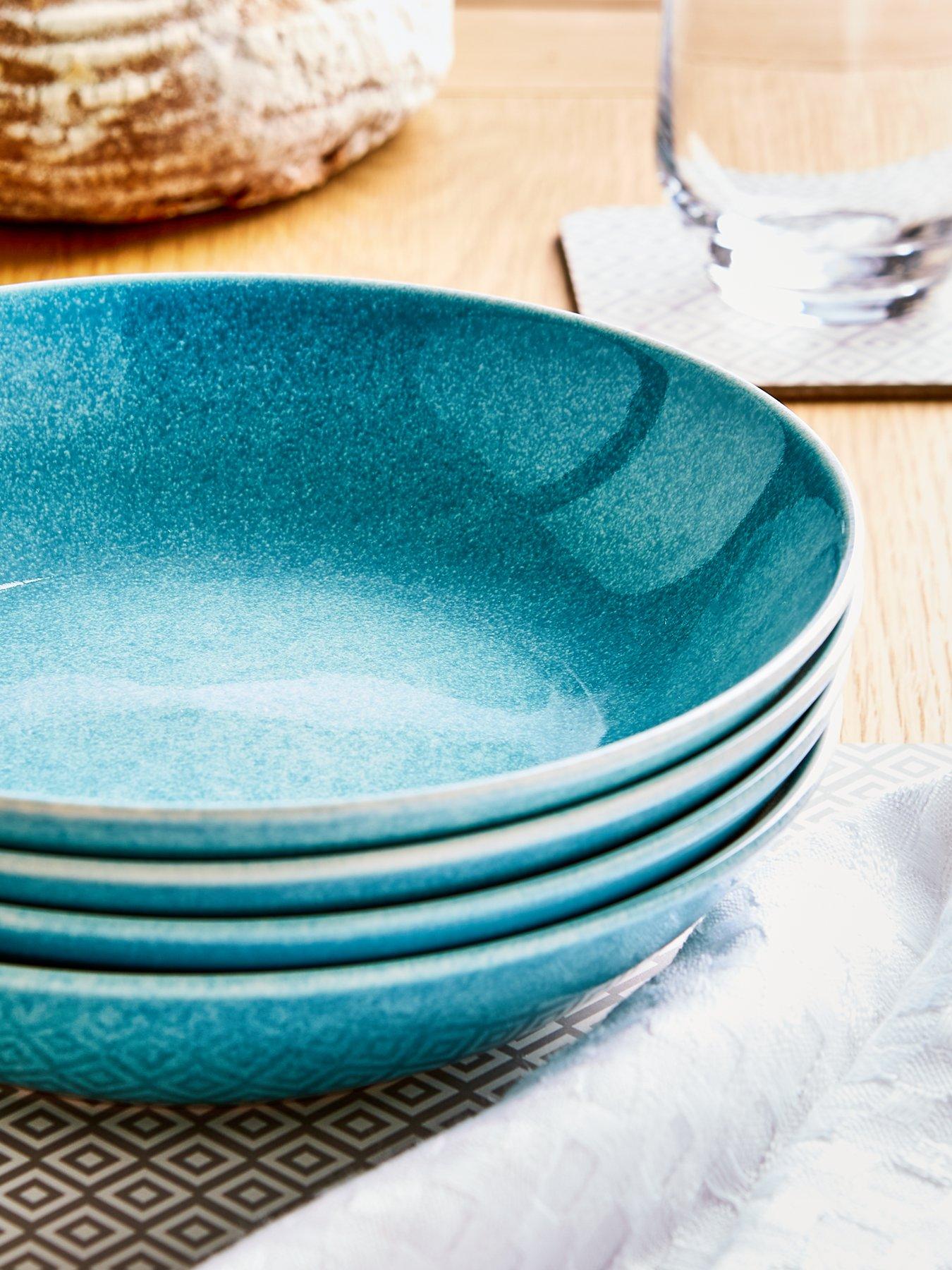 Image 2 of 3 of The Very Collection Blue Rennes Reactive Glaze Set of 4 Pasta Bowls