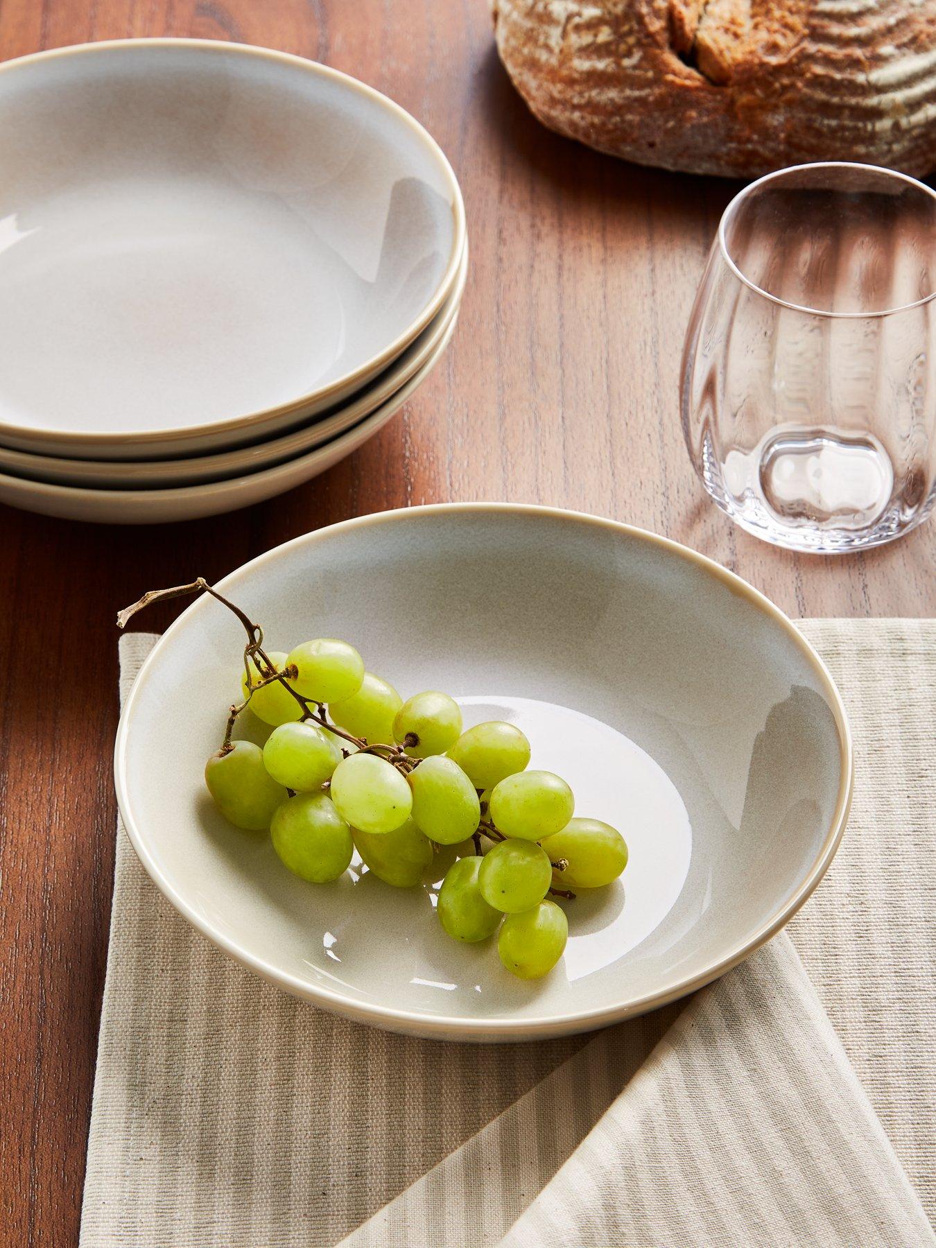 The Very Collection Natural Rennes Reactive Glaze Set of 4 Pasta Bowls