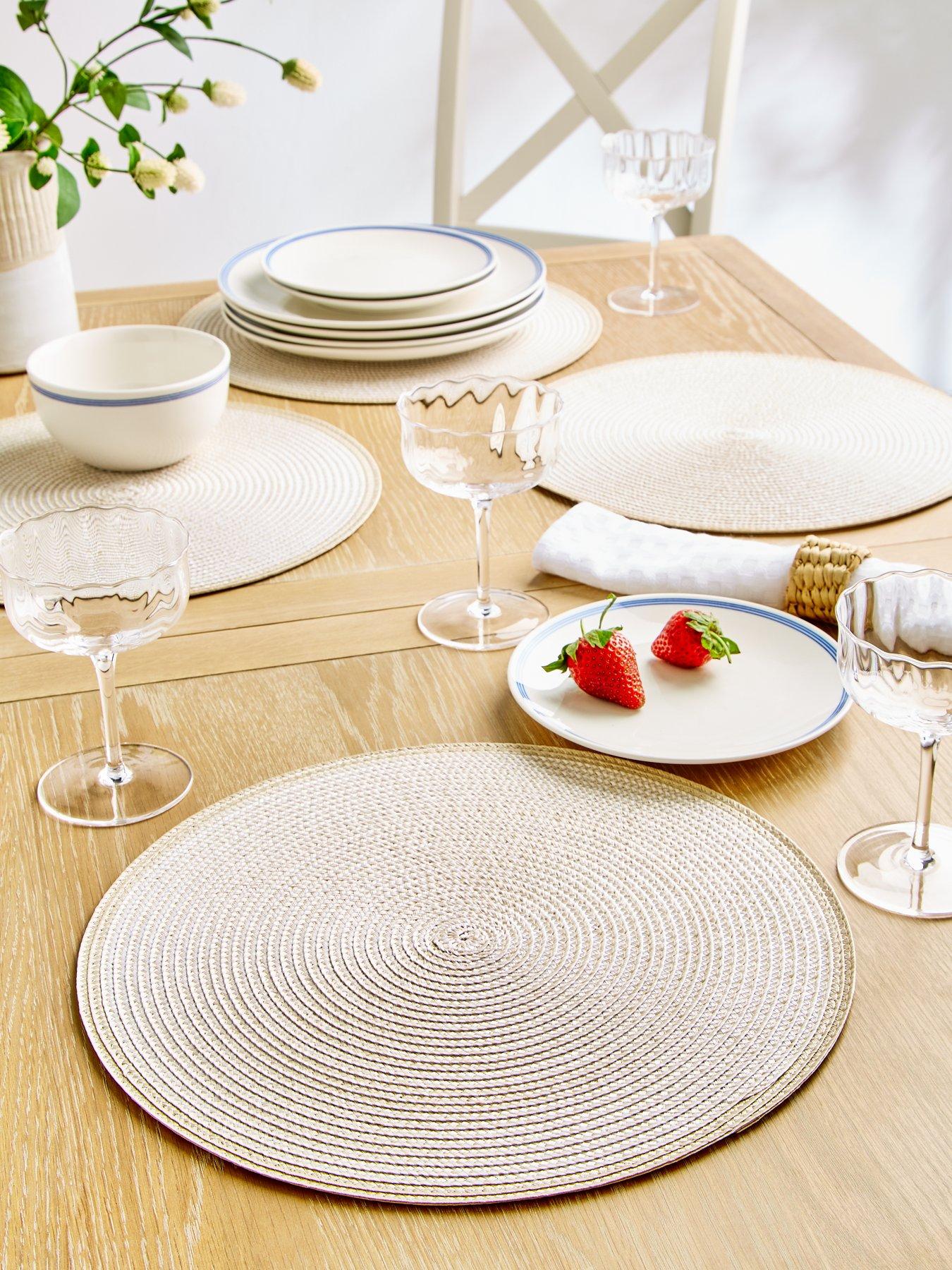 Image 1 of 3 of Very Home Set of 4 Natural Round Placemats in Beige