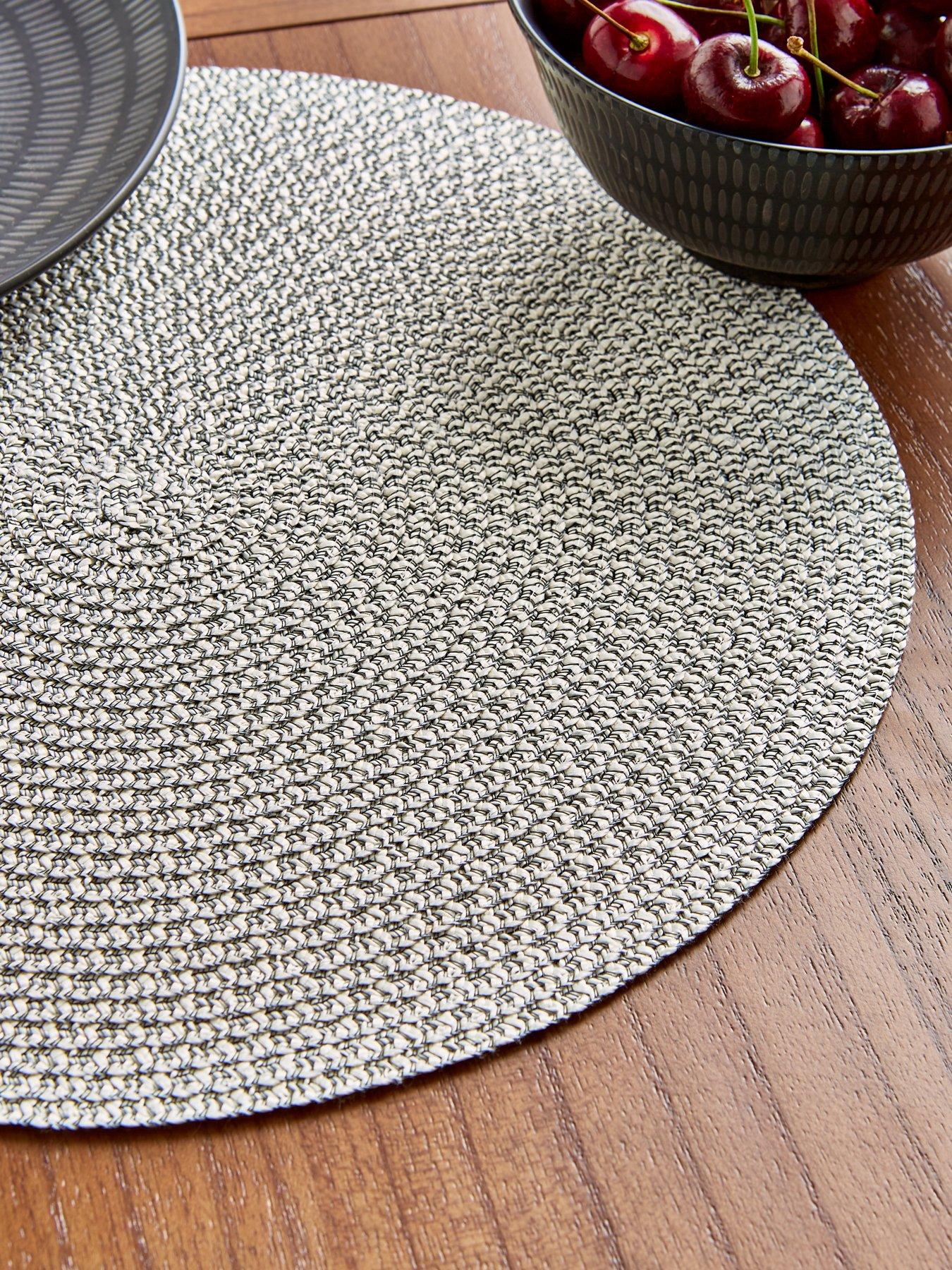  image of very-home-set-of-4-natural-round-placemats-in-black-and-white