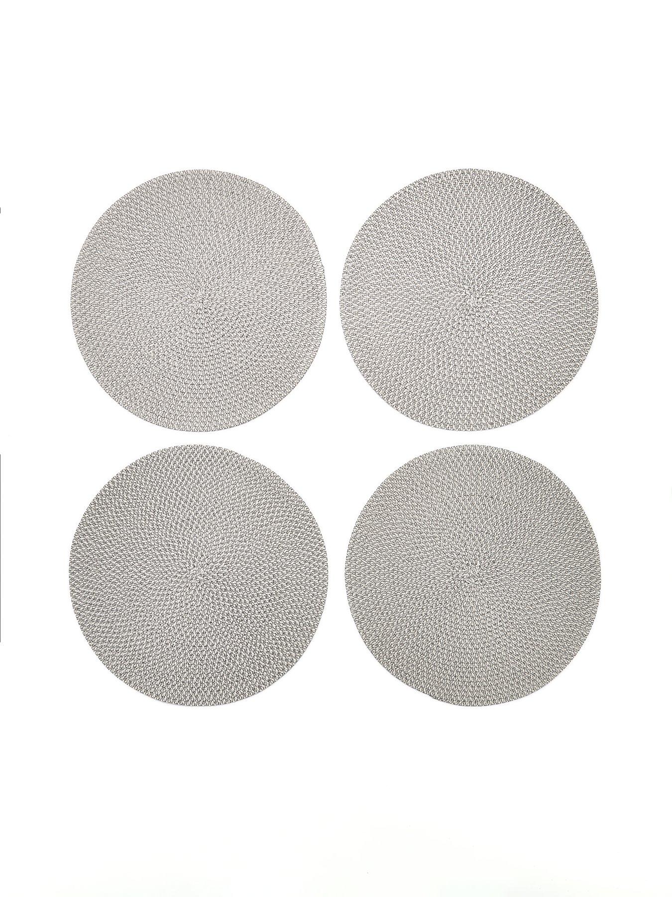  image of very-home-set-of-4-natural-round-placemats-in-black-and-white