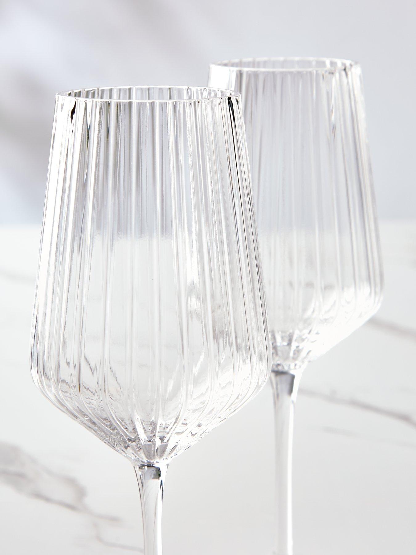 Very Home Ales Set of 4 Ribbed Wine Glasses | littlewoods.com