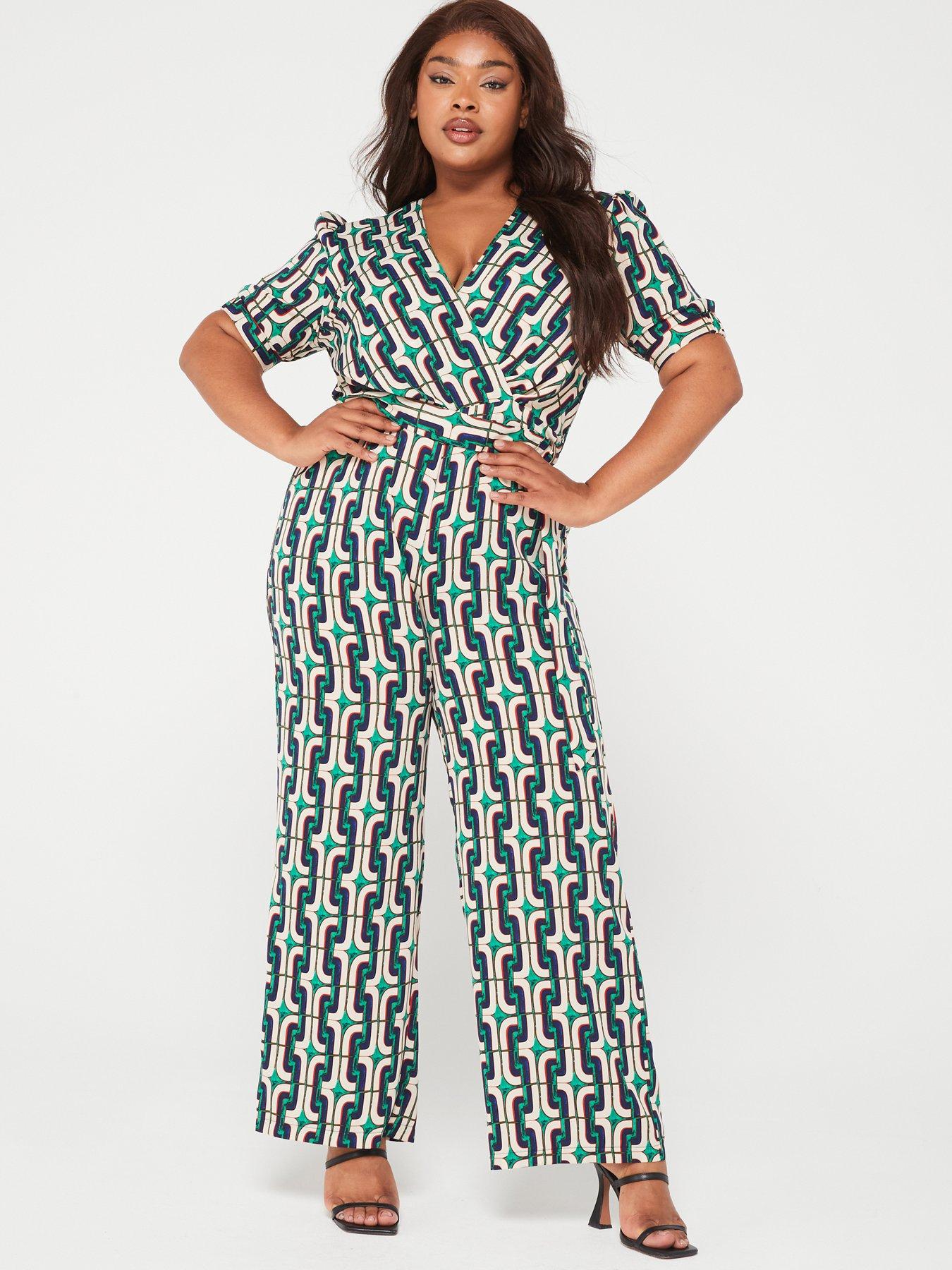 New Look <p>Floral Print Wrap Jumpsuit - Mono</p>