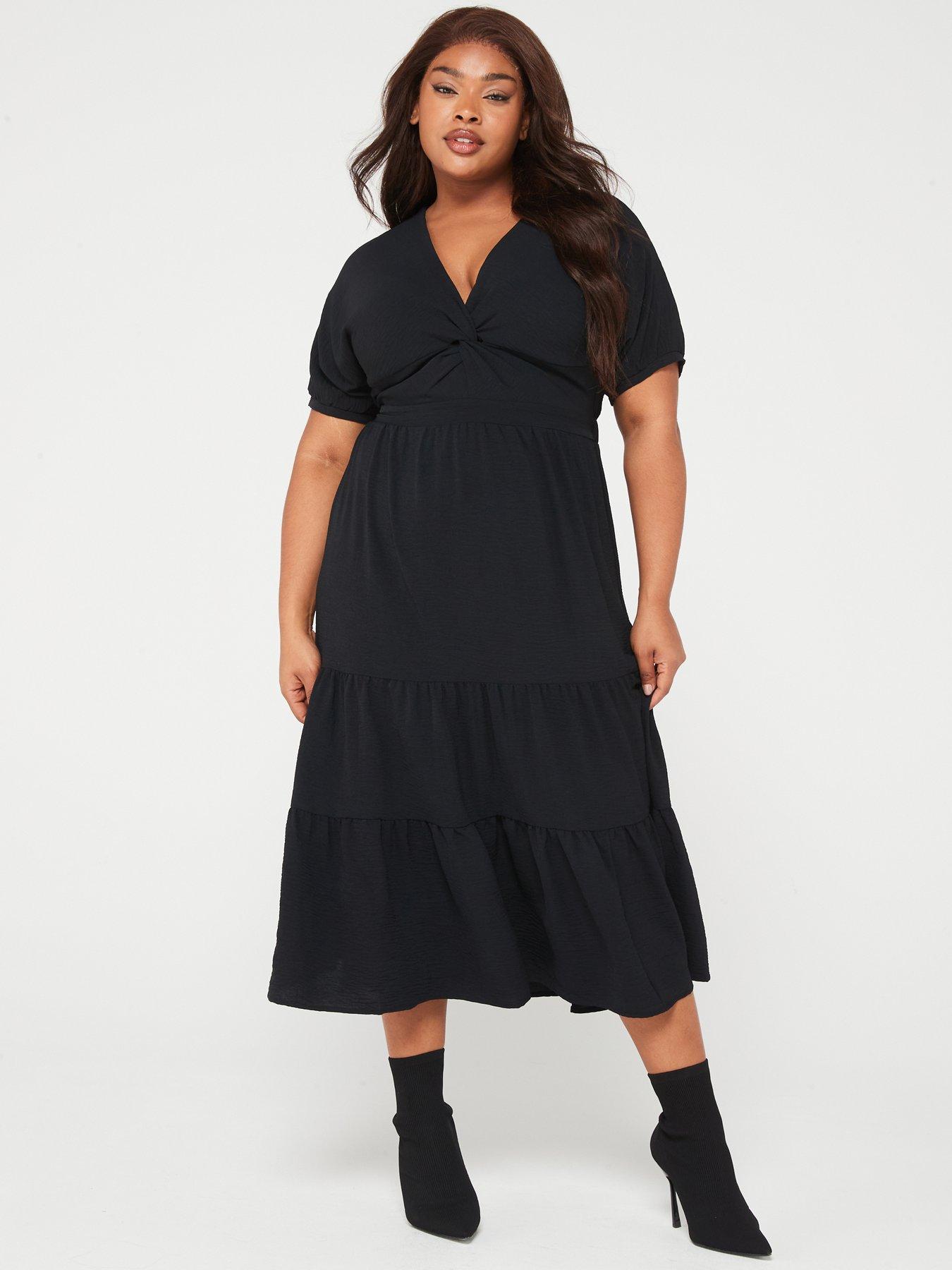 AX PARIS CURVE Tiered Dress Black littlewoods