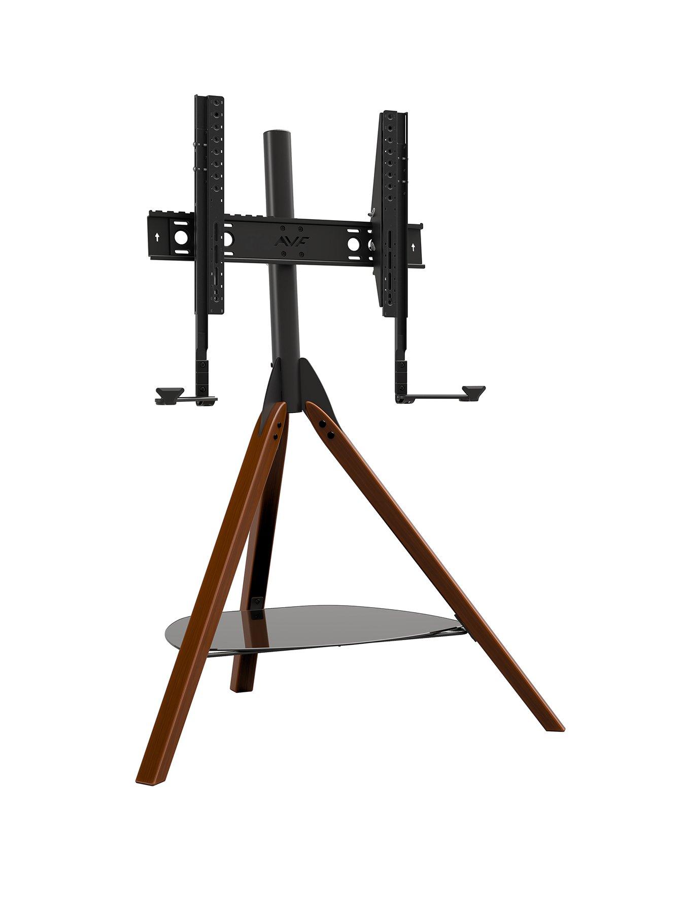 stillFront image of avf-hoxton-tripod-tv-stand-with-soundbar-mounting-kit-for-tvs-32-70-dark-wood