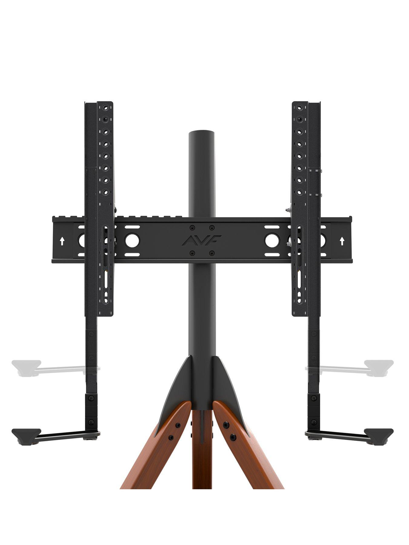 image of avf-hoxton-tripod-tv-stand-with-soundbar-mounting-kit-for-tvs-32-70-dark-wood