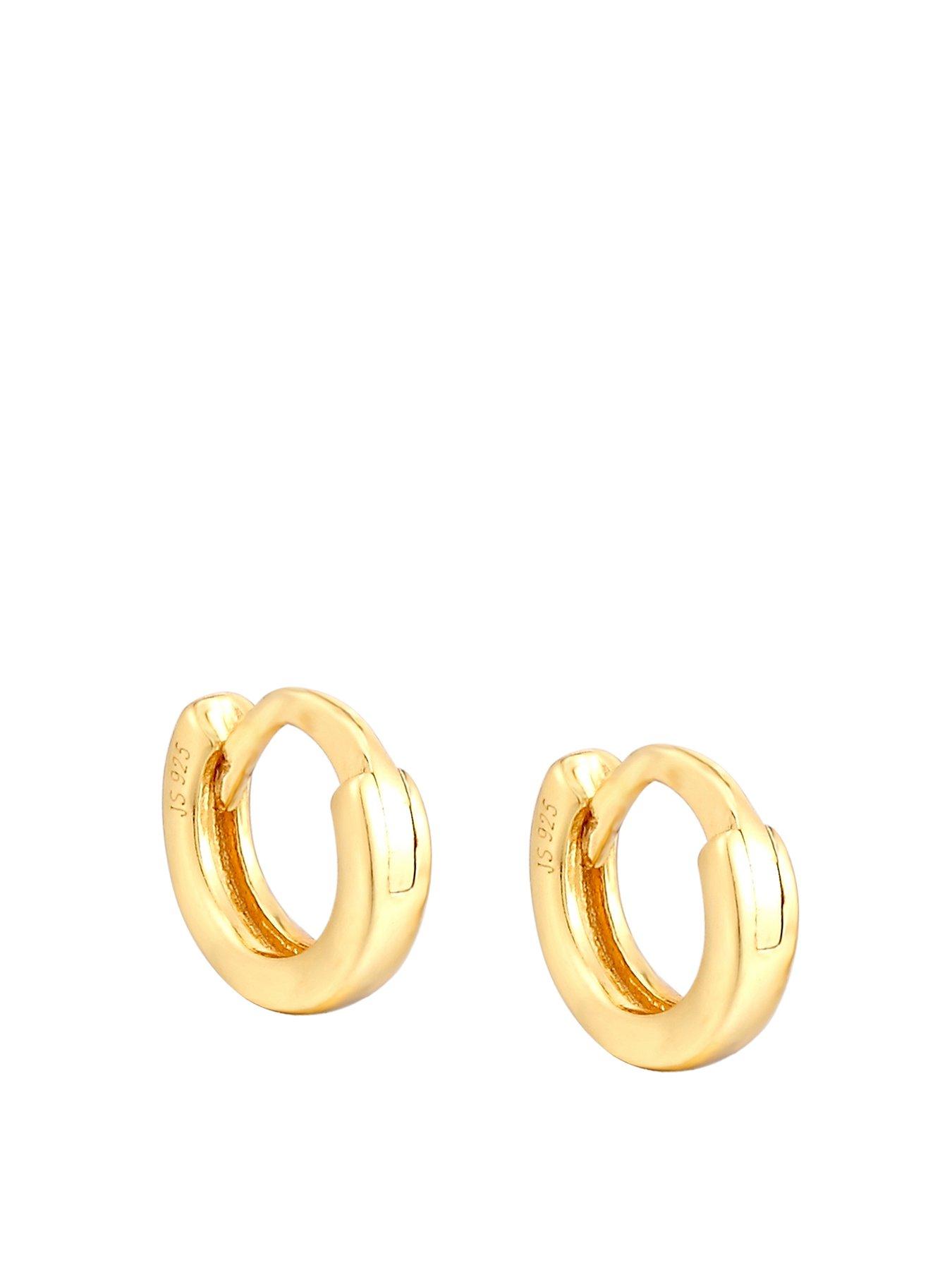 the-love-collection-18ct-gold-plated-sterling-silver-7mm-dainty-huggie-hoop-earrings