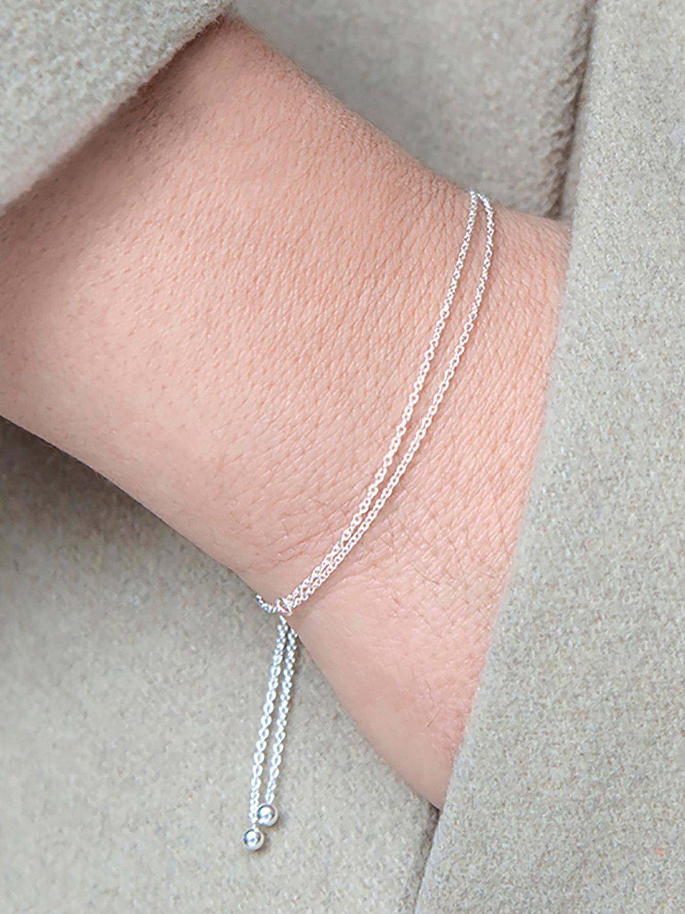 Image 2 of 4 of The Love Collection Sterling Silver Double Chain Toggle Bracelet