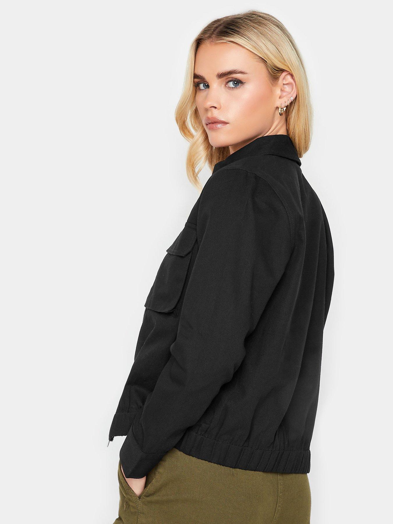 Image 2 of 4 of PixieGirl Petite Black Utility Bomber Jacket