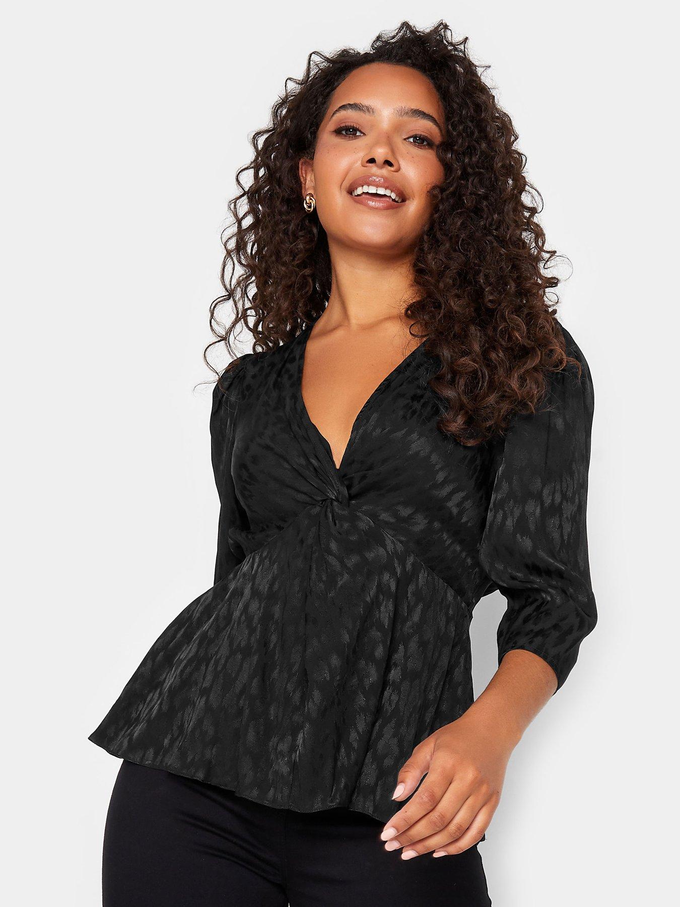 undefined Animal Wrap Blouse - Black