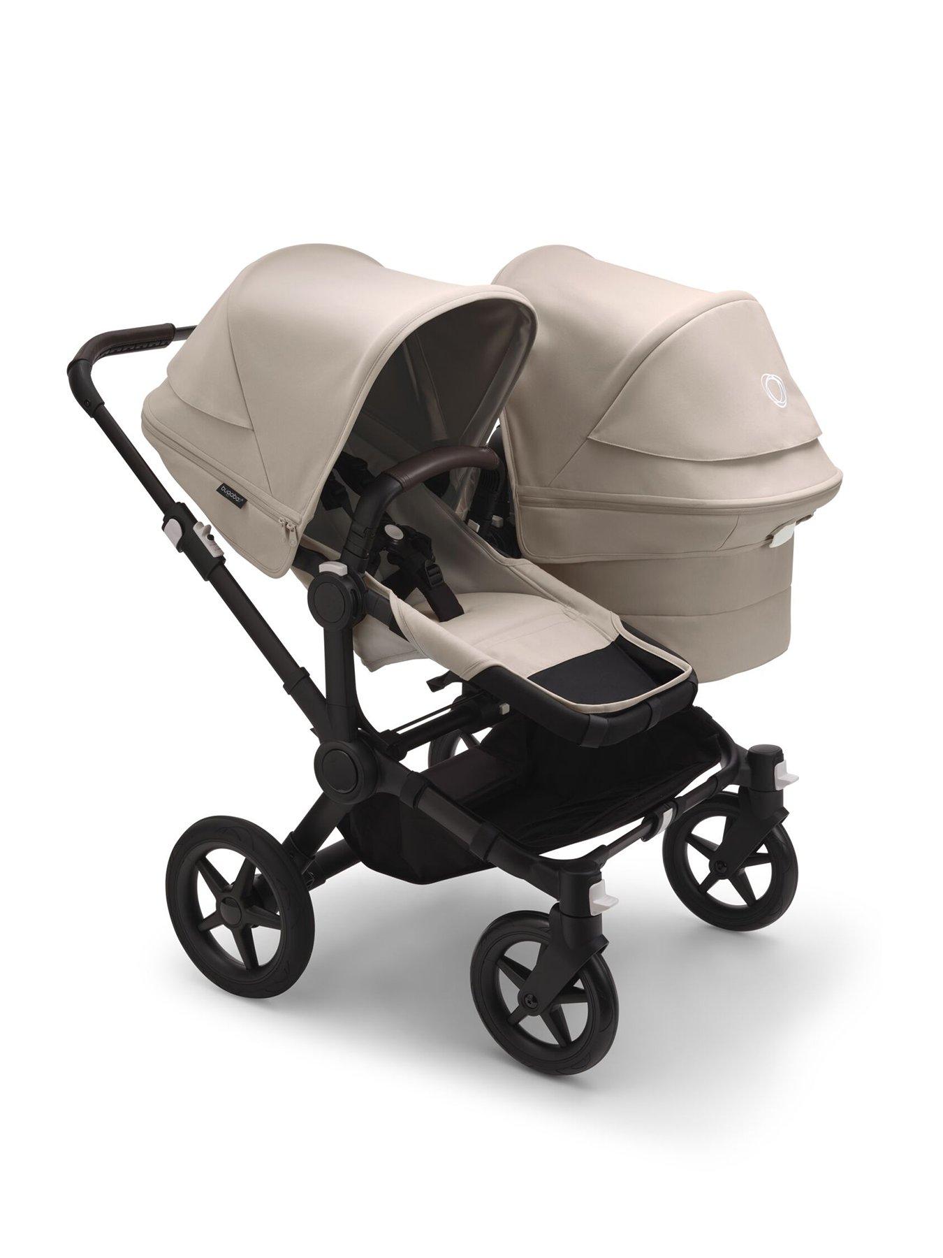 front image of bugaboo-donkey-5-duo-complete-pushchair-blackdesert-taupe