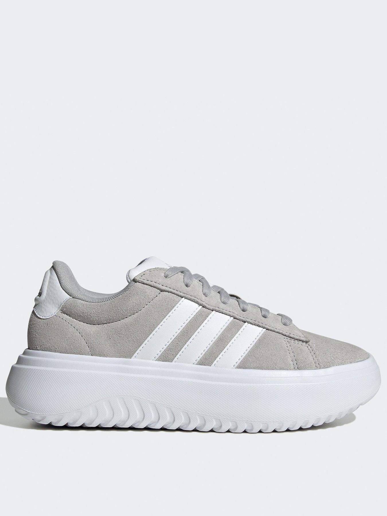 adidas Sportswear Women s Grand Court Platform Suede Trainers Grey littlewoods