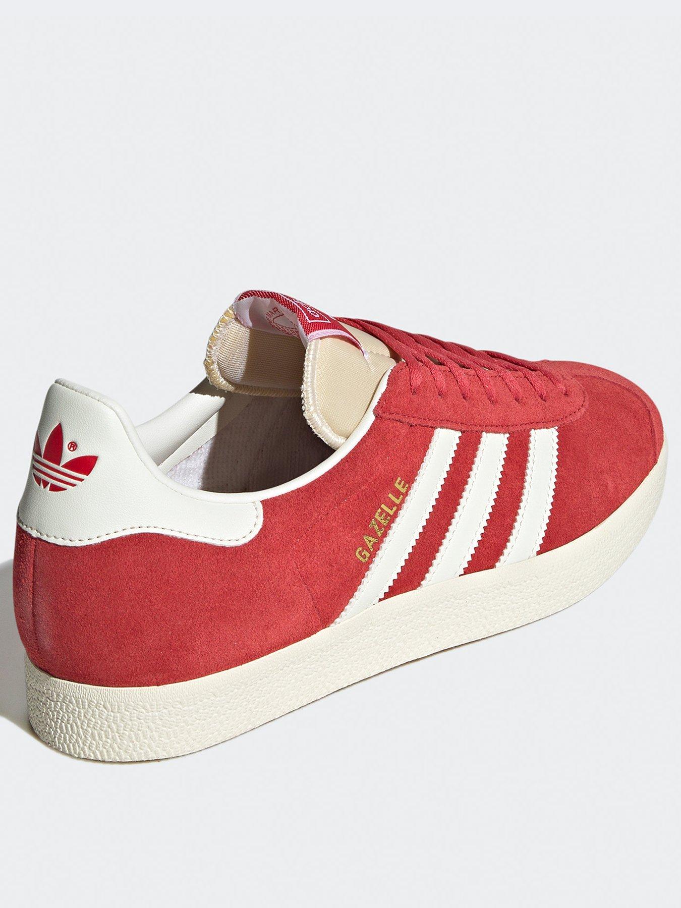 Mens red shops adidas gazelle trainers