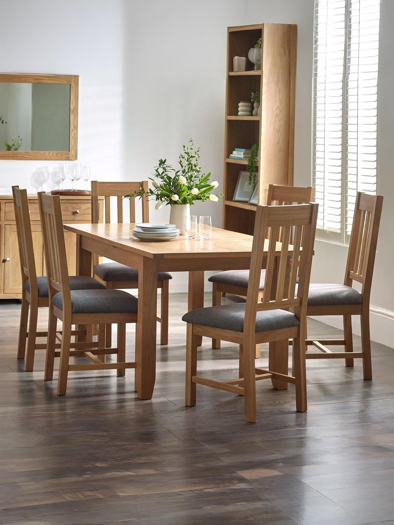 undefined Mallory 180 cm Solid Oak/Oak Veneer Extending Dining Table + 6 Chairs