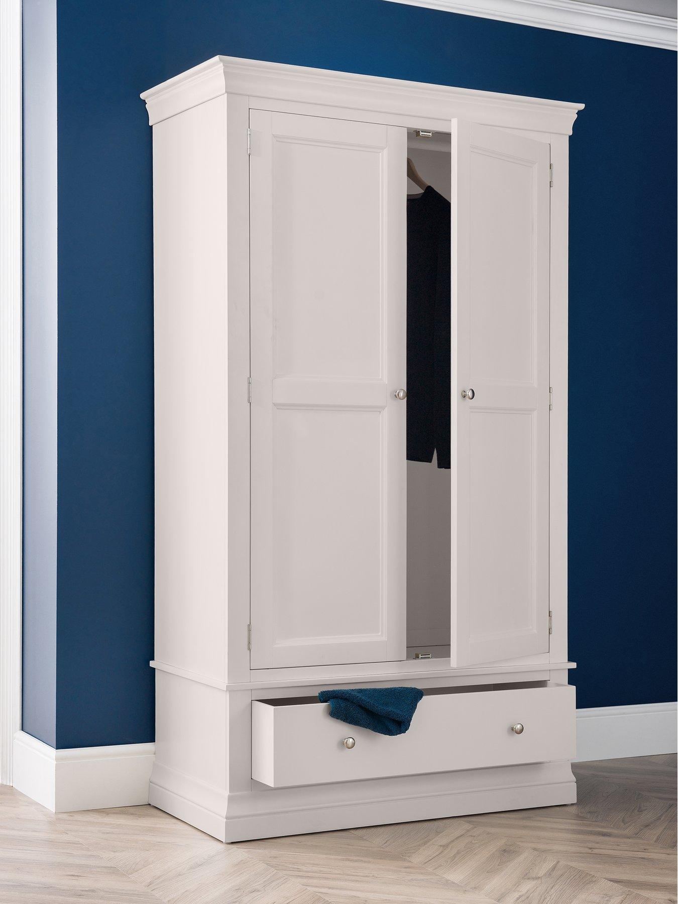Julian Bowen Clermont 2 Door 1 Drawer Wardrobe Light Grey