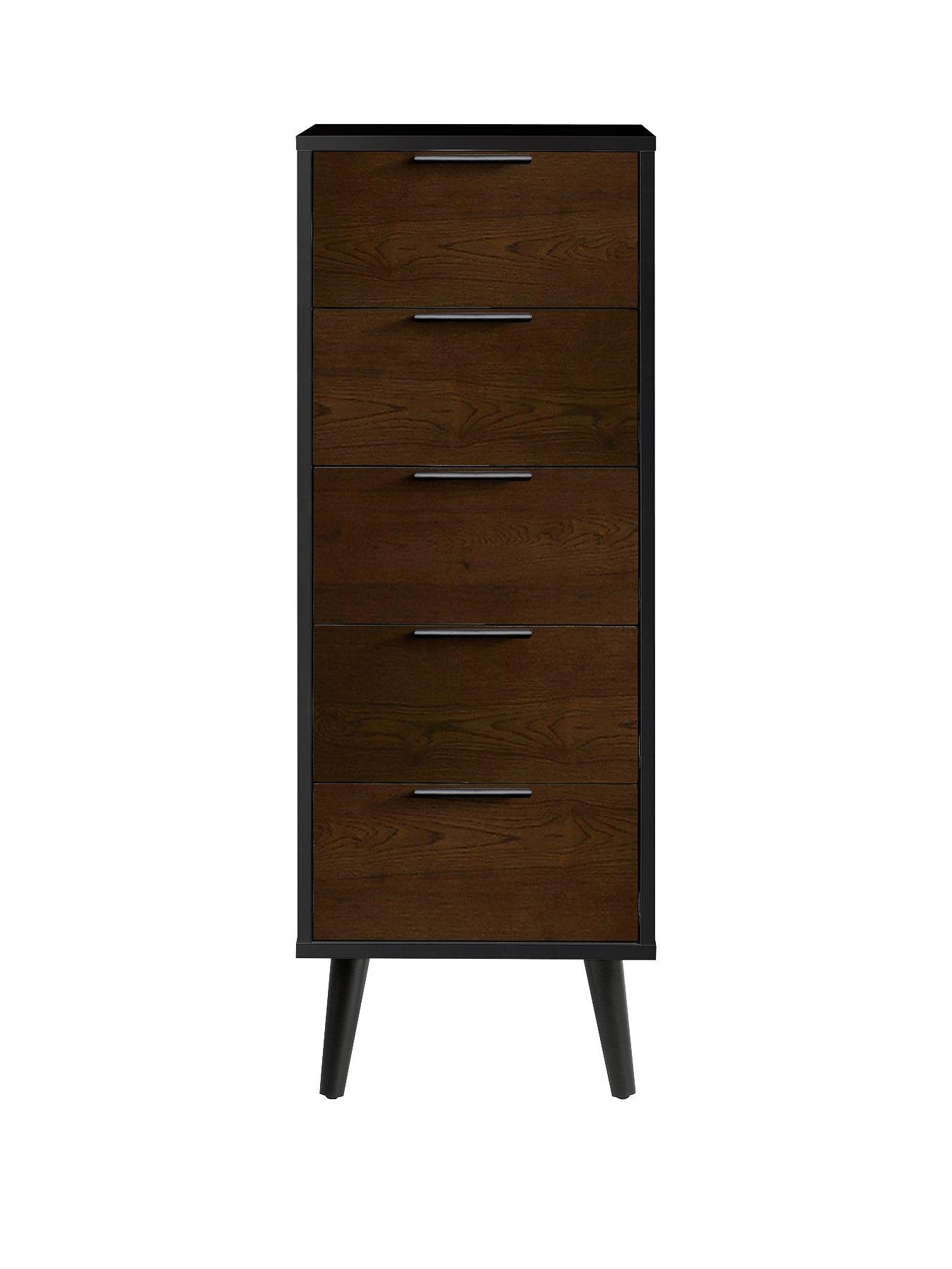 Image 2 of 4 of Julian Bowen Alba 5 Drawer Narrow Chest - Black/Walnut