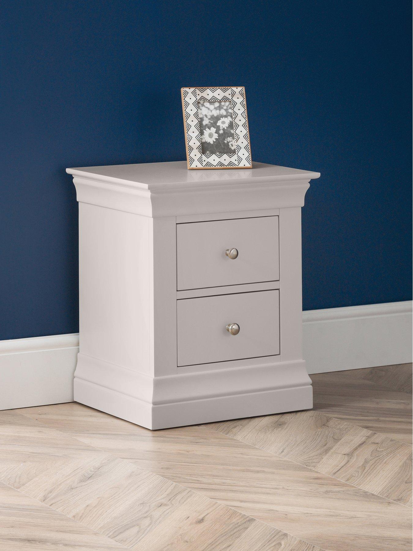 front image of julian-bowen-clermont-2-drawer-bedside-chest-light-grey