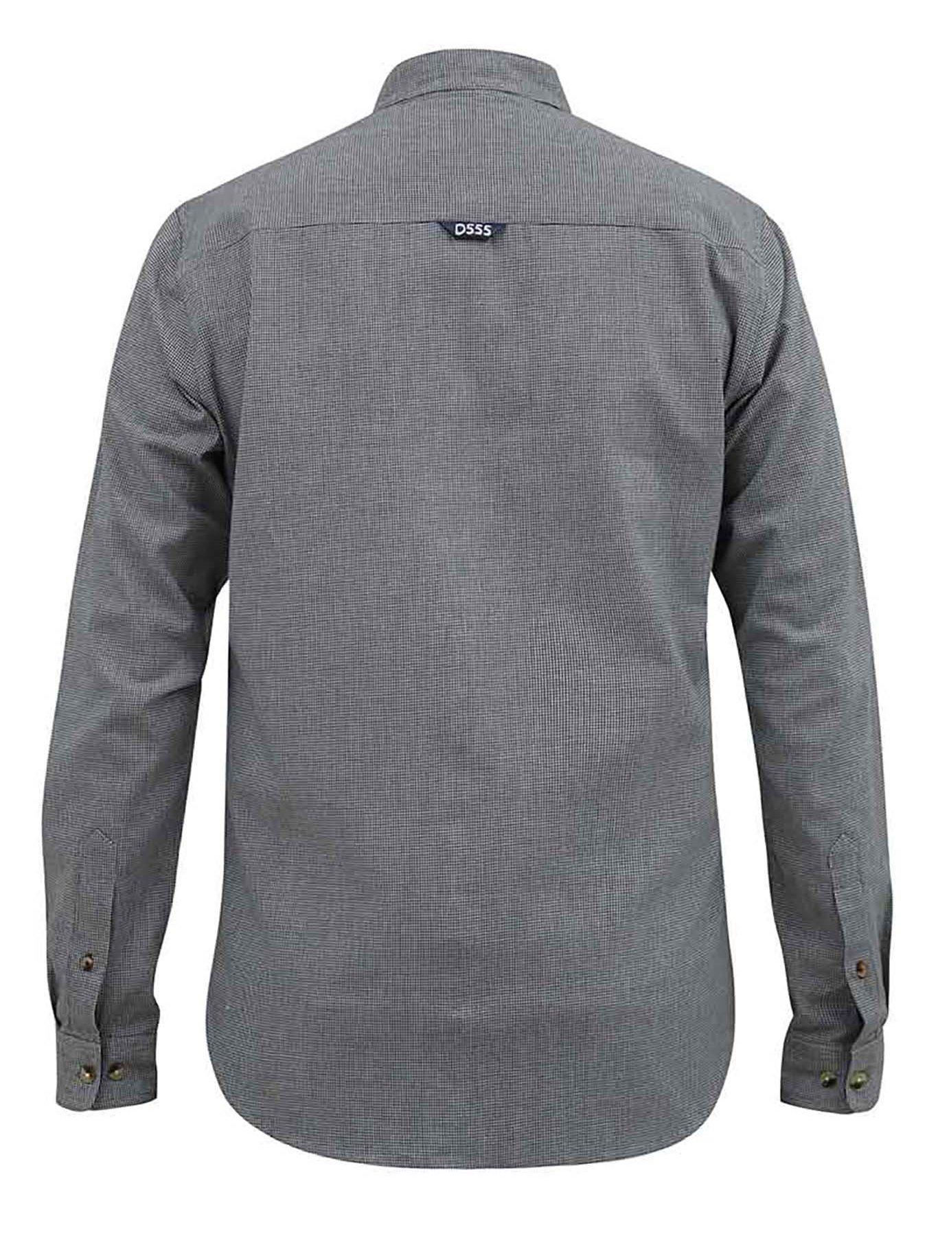 Image 2 of 5 of D555 Micro Dogtooth Check Grandad Shirt - Grey