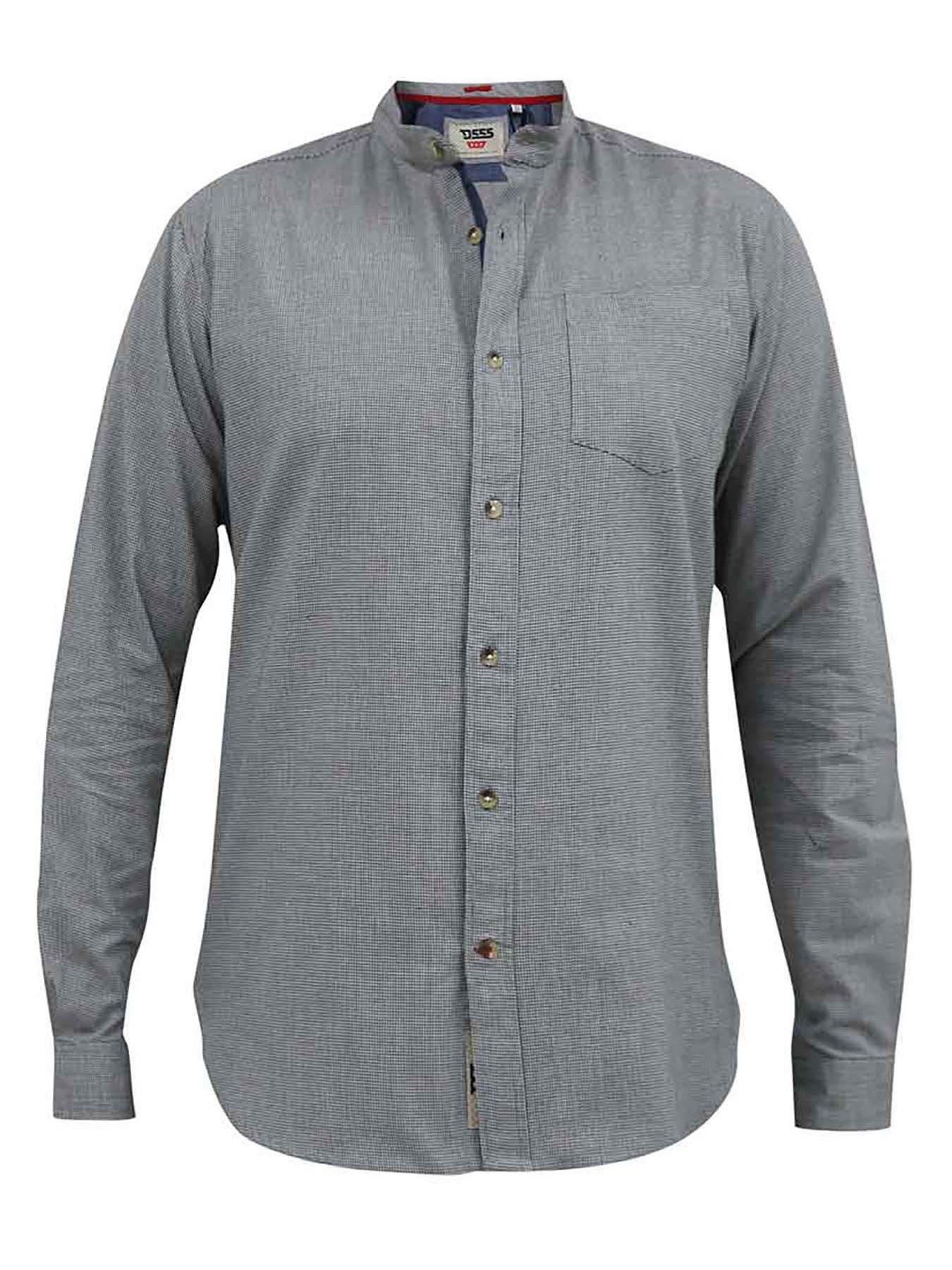 Image 4 of 5 of D555 Micro Dogtooth Check Grandad Shirt - Grey
