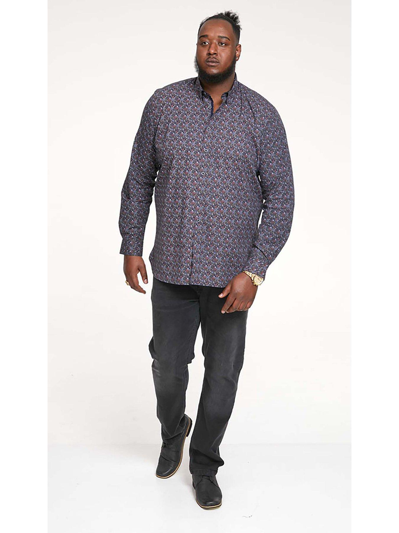 Image 3 of 5 of D555 Floral Print Concealed Button Down Collar Shirt - Navy