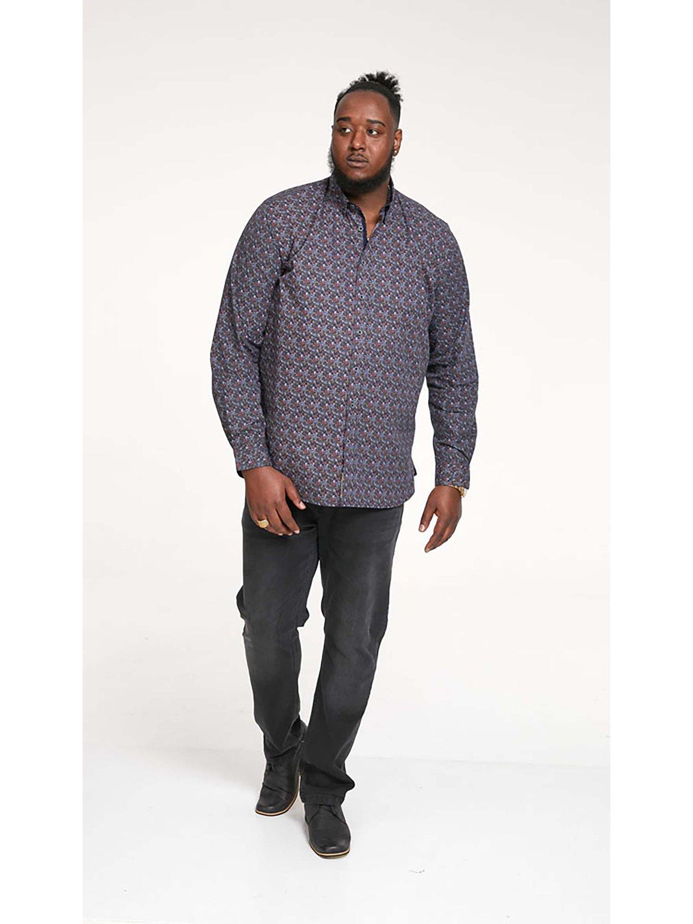 Image 5 of 5 of D555 Floral Print Concealed Button Down Collar Shirt - Navy