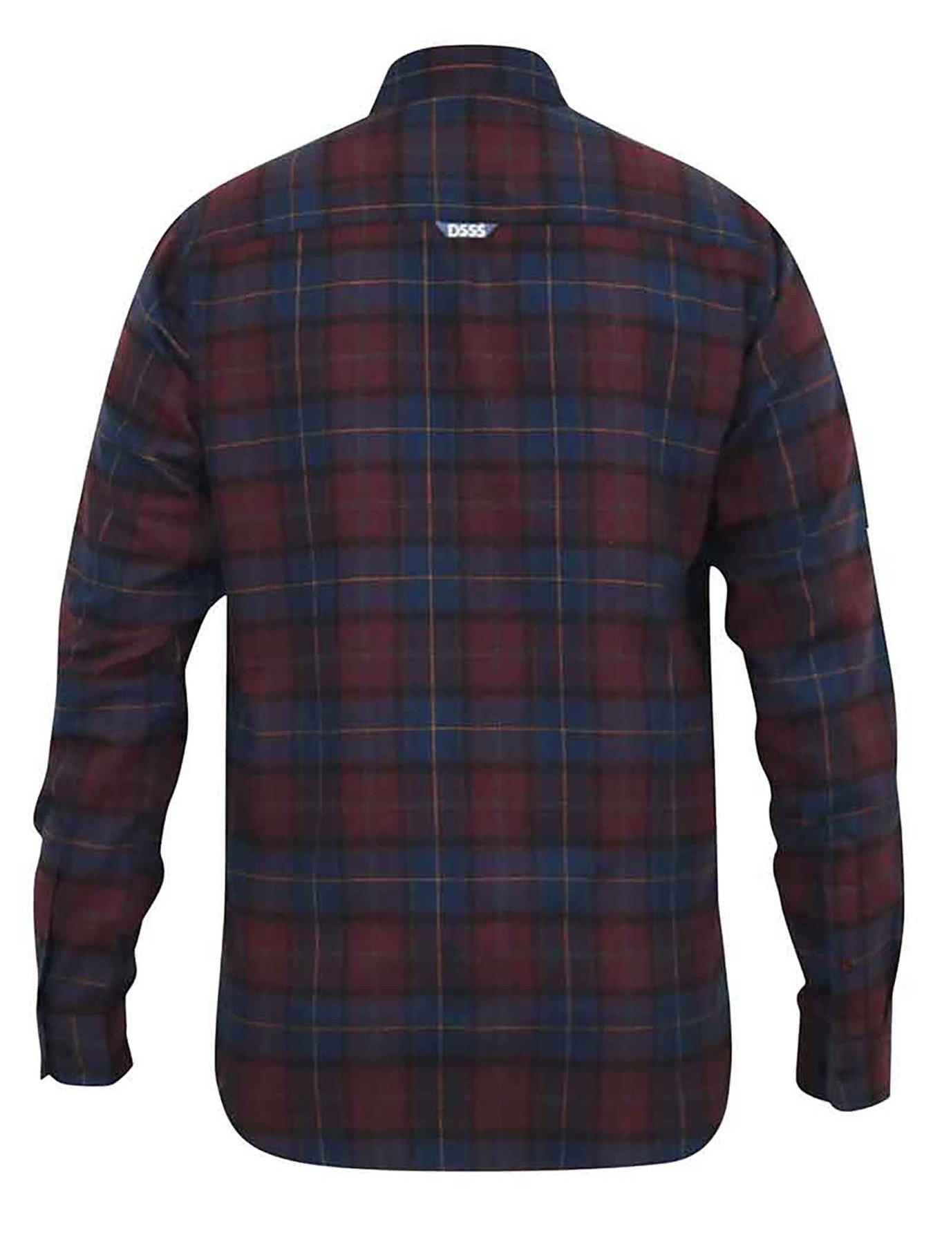  image of d555-flannel-check-shirt-with-button-down-collar-red