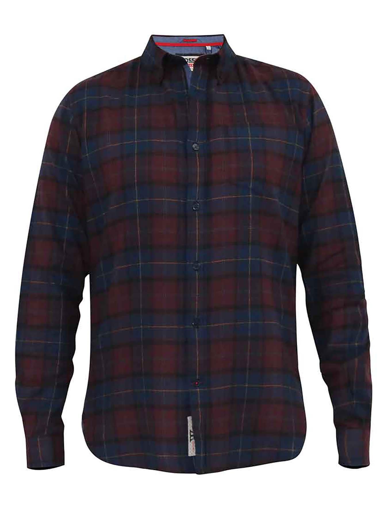  image of d555-flannel-check-shirt-with-button-down-collar-red