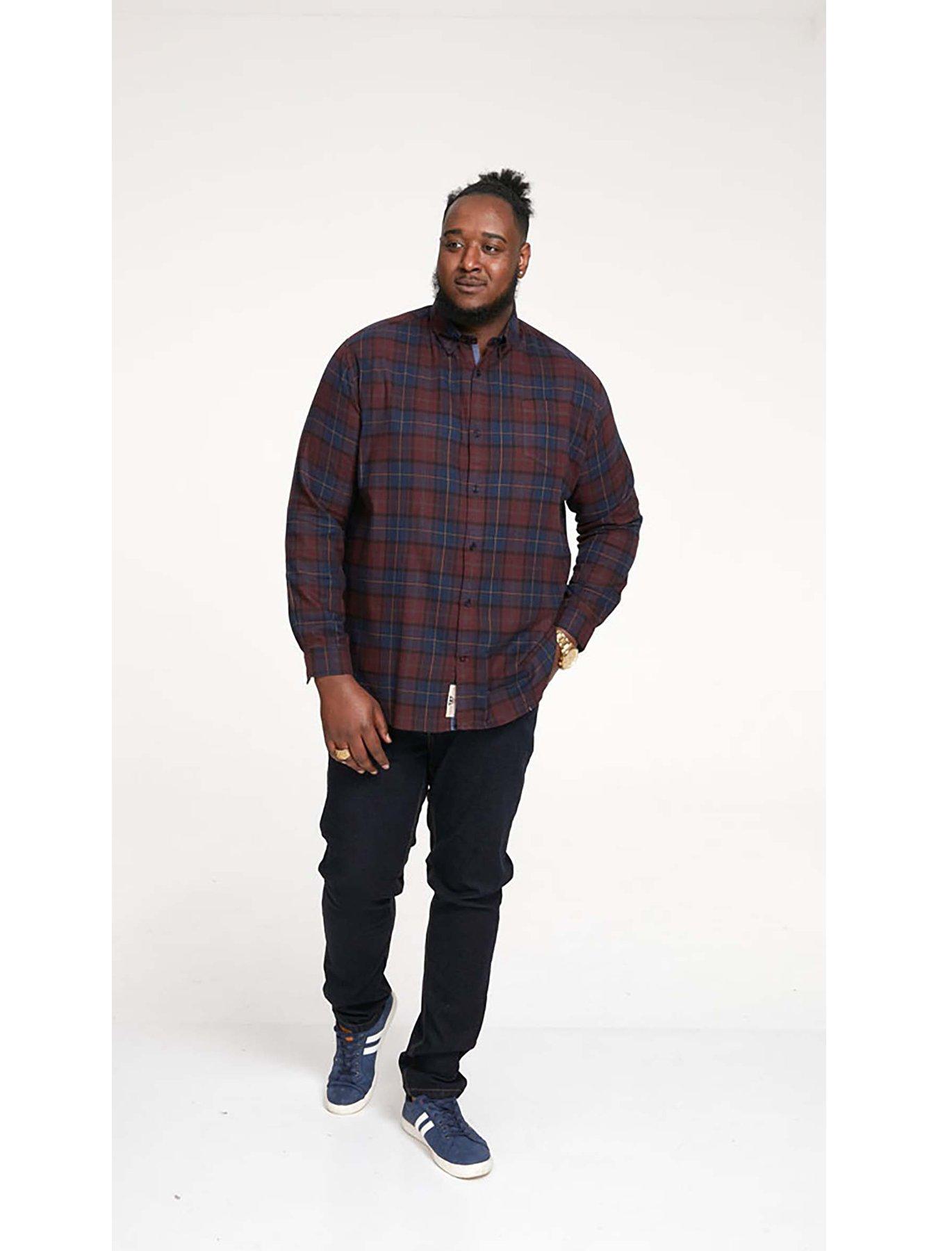  image of d555-flannel-check-shirt-with-button-down-collar-red