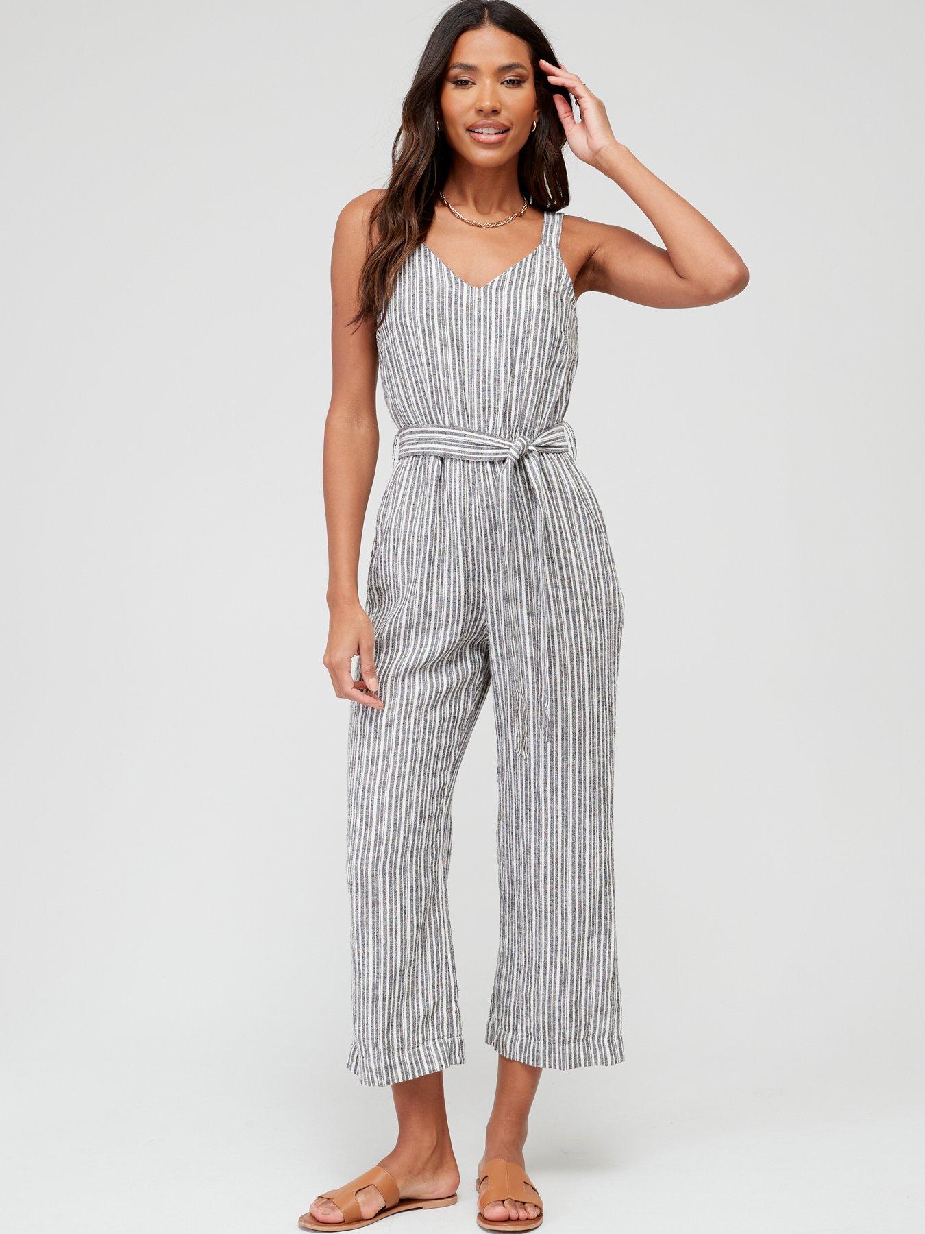 Linen crop jumpsuit on sale